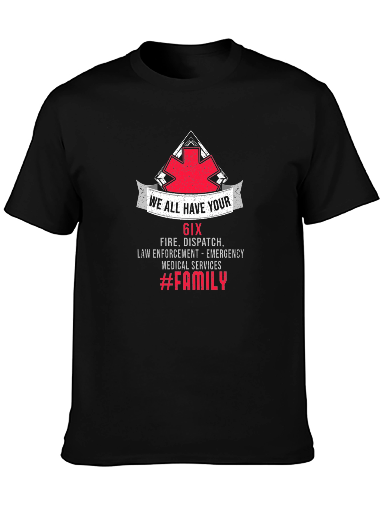 6IX Fire Dispatch Emergency Services Black T-Shirt