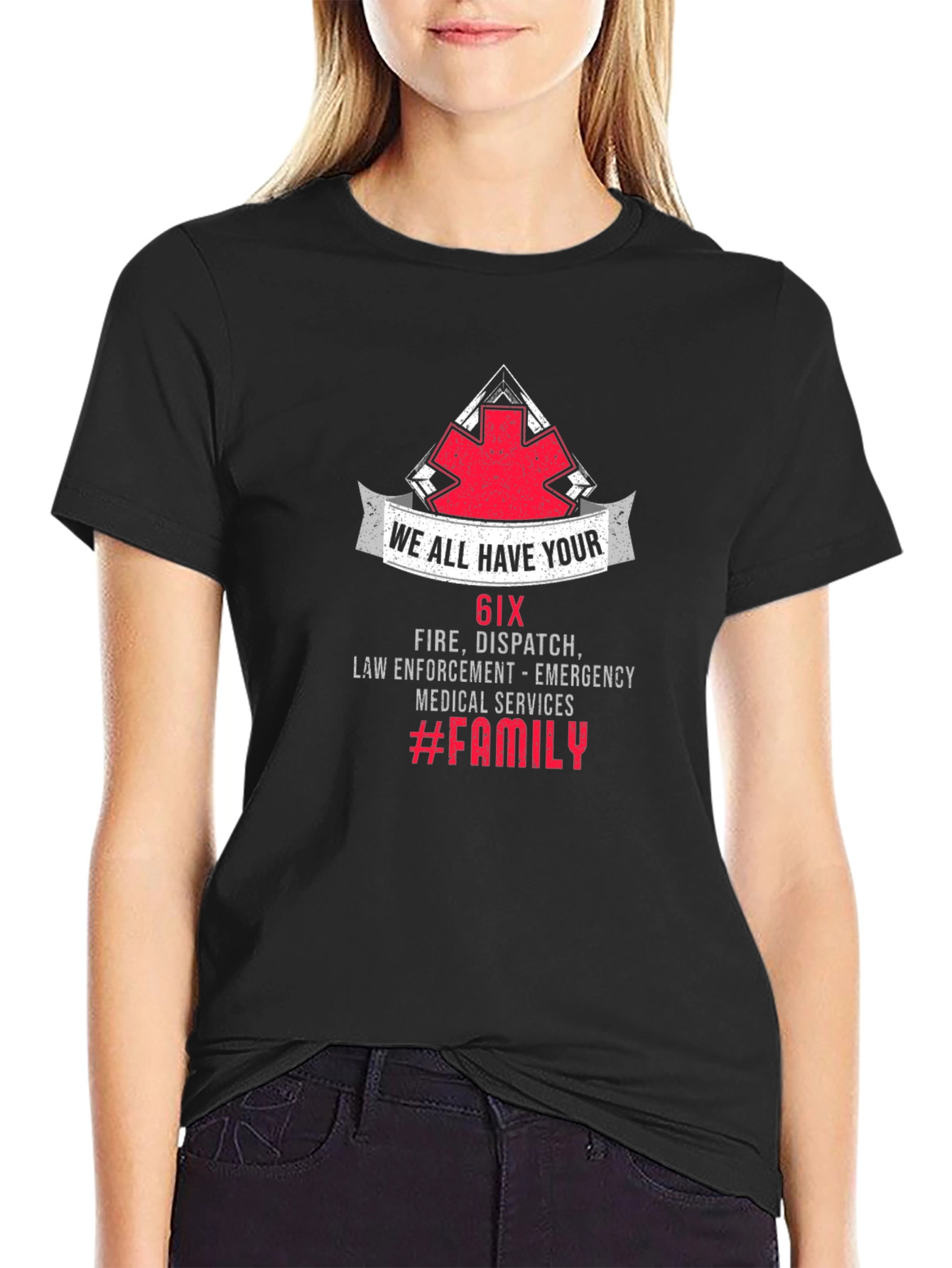 6IX Fire Dispatch Emergency Services Black T-Shirt