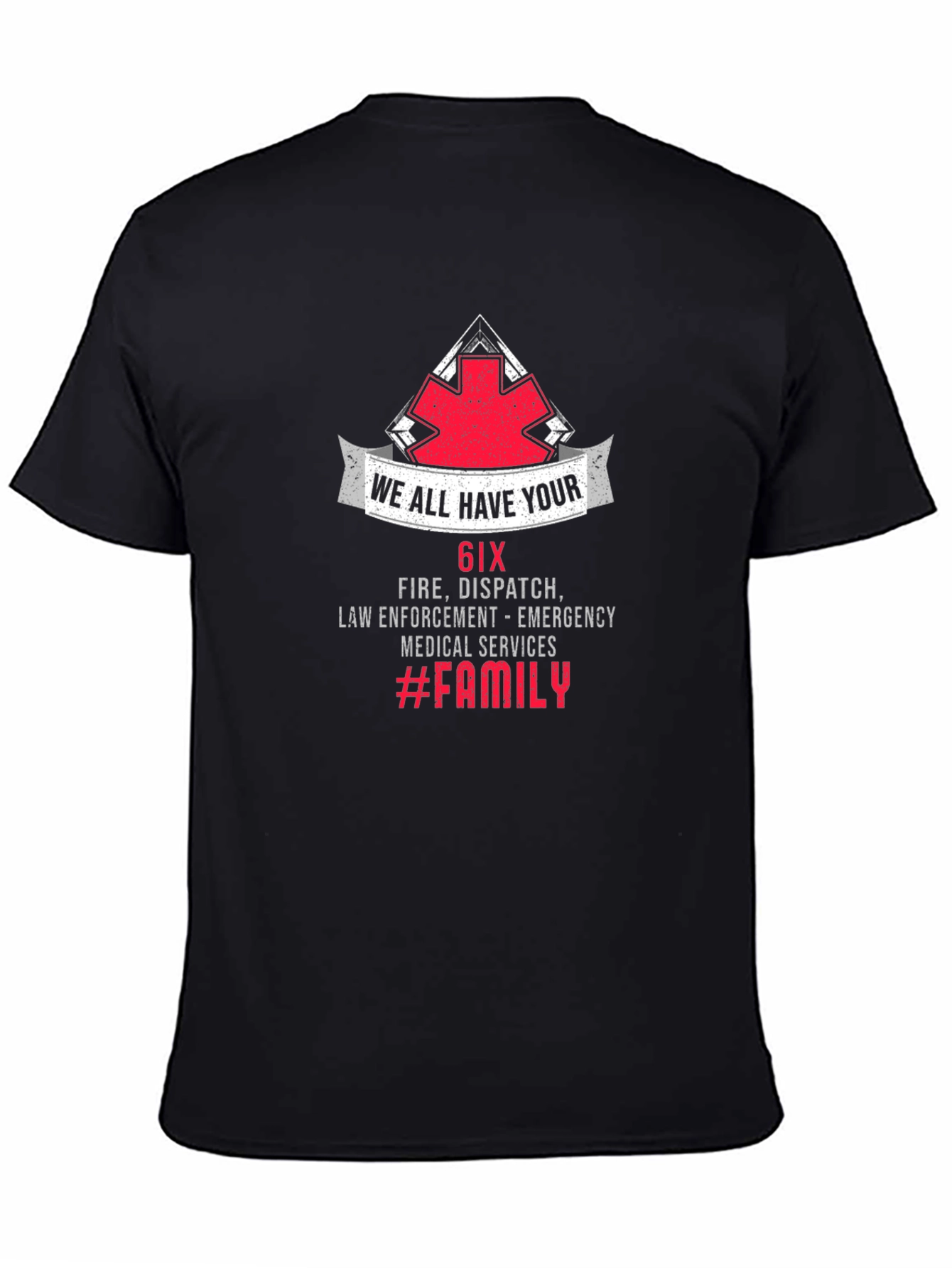 6IX Fire Dispatch Emergency Services Black T-Shirt