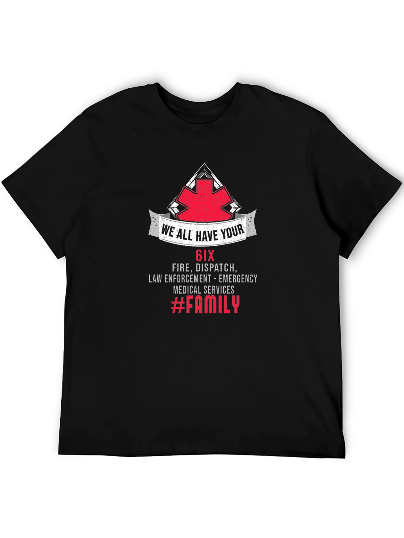6IX Fire Dispatch Emergency Services Black T-Shirt