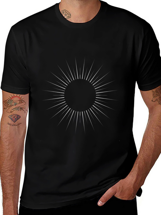 Black T-Shirt with Sun Rays Design