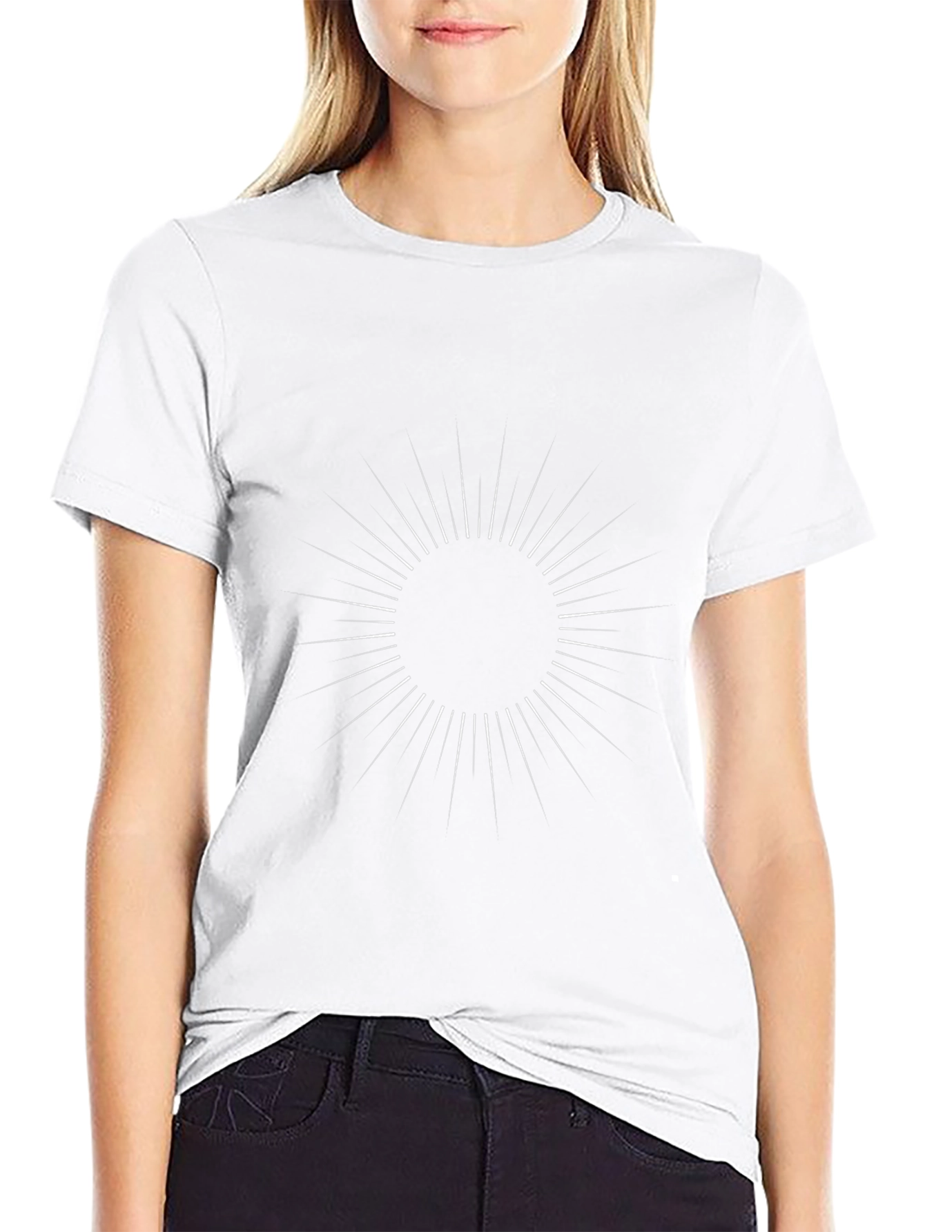 Black T-Shirt with Sun Rays Design