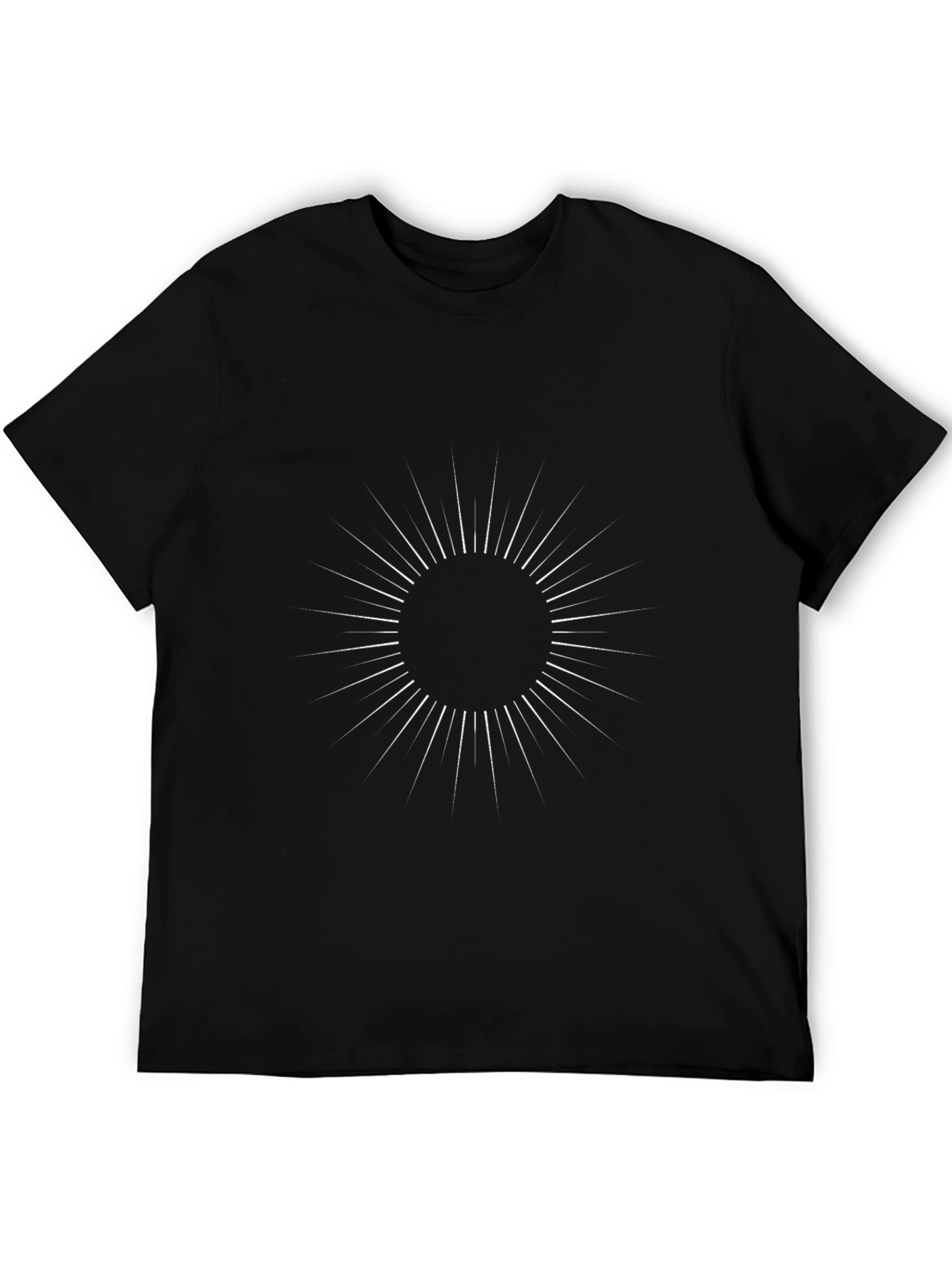Black T-Shirt with Sun Rays Design