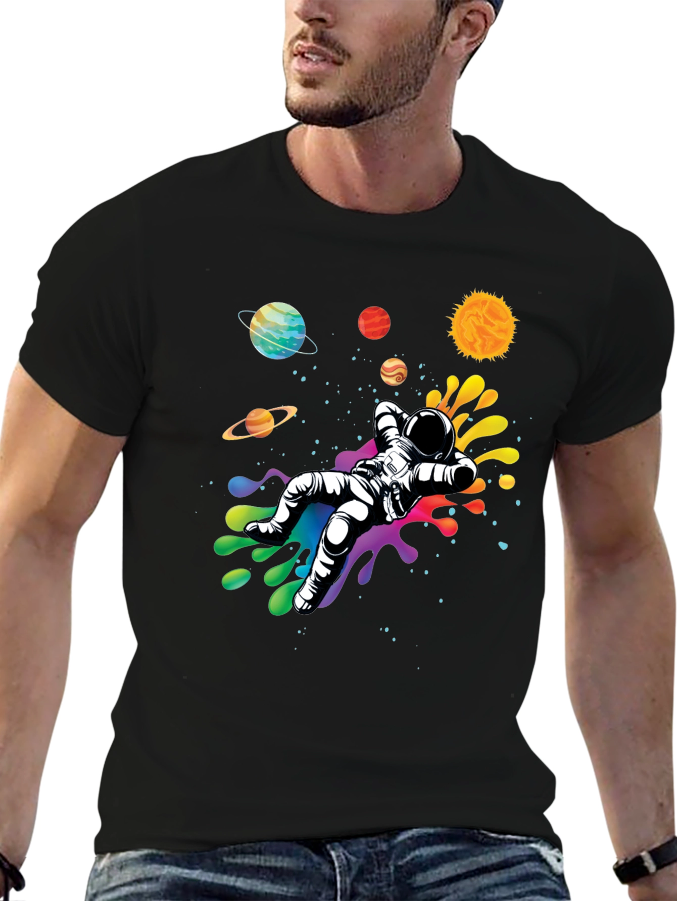 Astronaut in Space T-Shirt - Galaxy Design