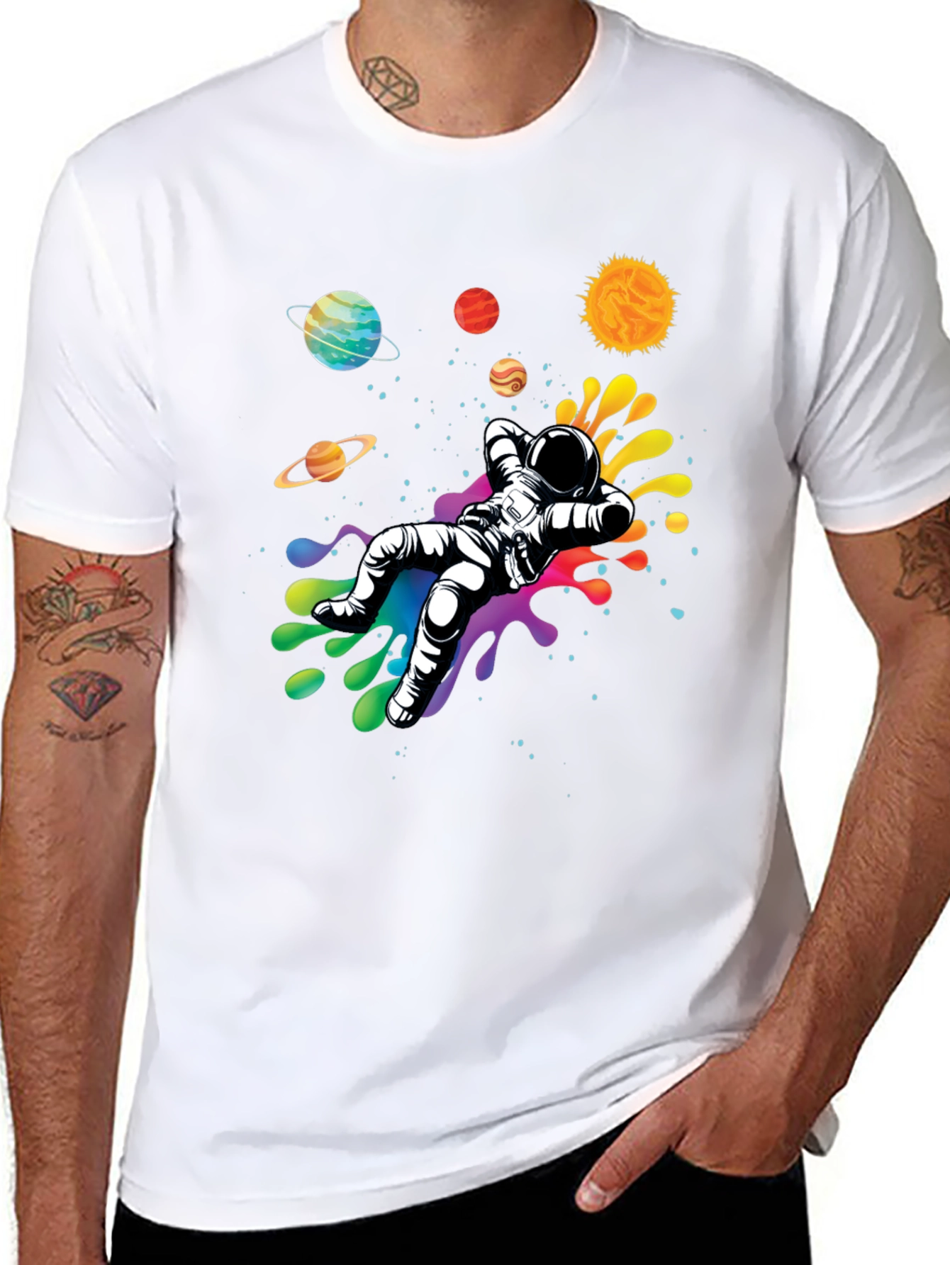 Astronaut in Space T-Shirt - Galaxy Design