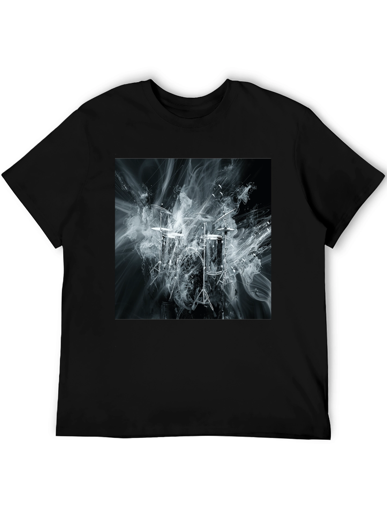 Abstract Smoke Drums Black T-Shirt