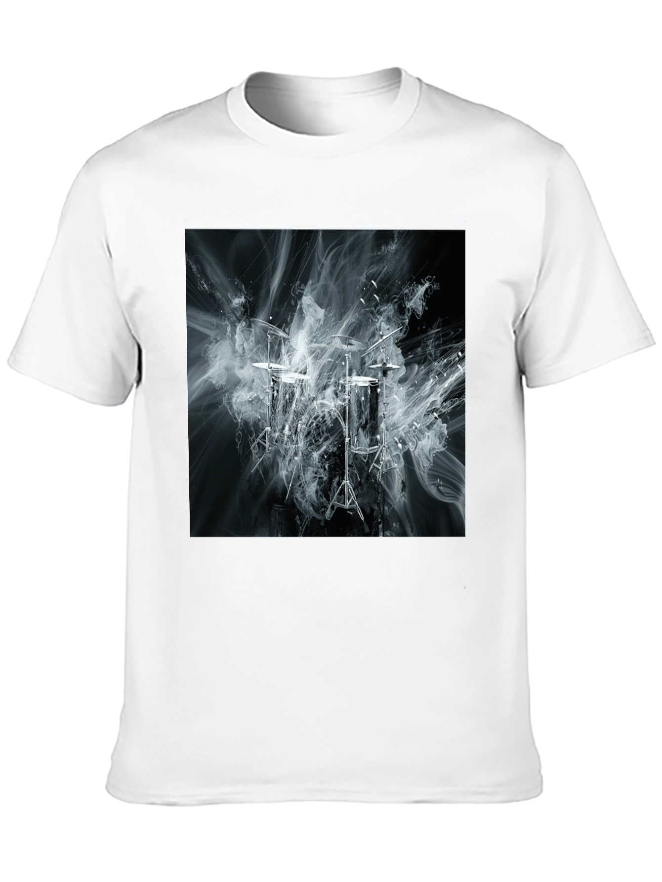 Abstract Smoke Drums Black T-Shirt