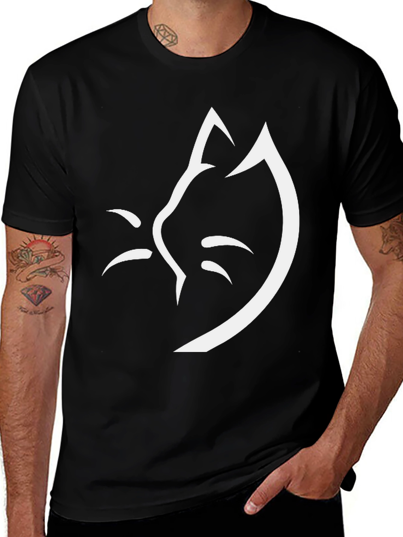 Minimalist Cat Face T-Shirt