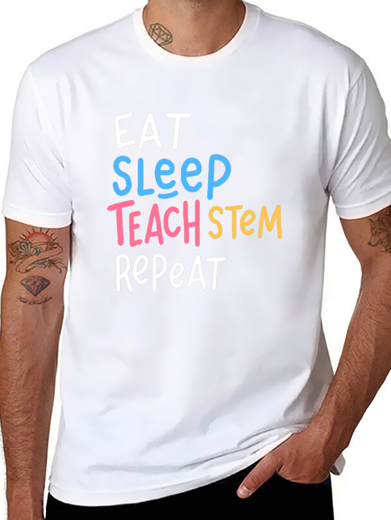 Eat Sleep Teach STEM Repeat Graphic T-Shirt