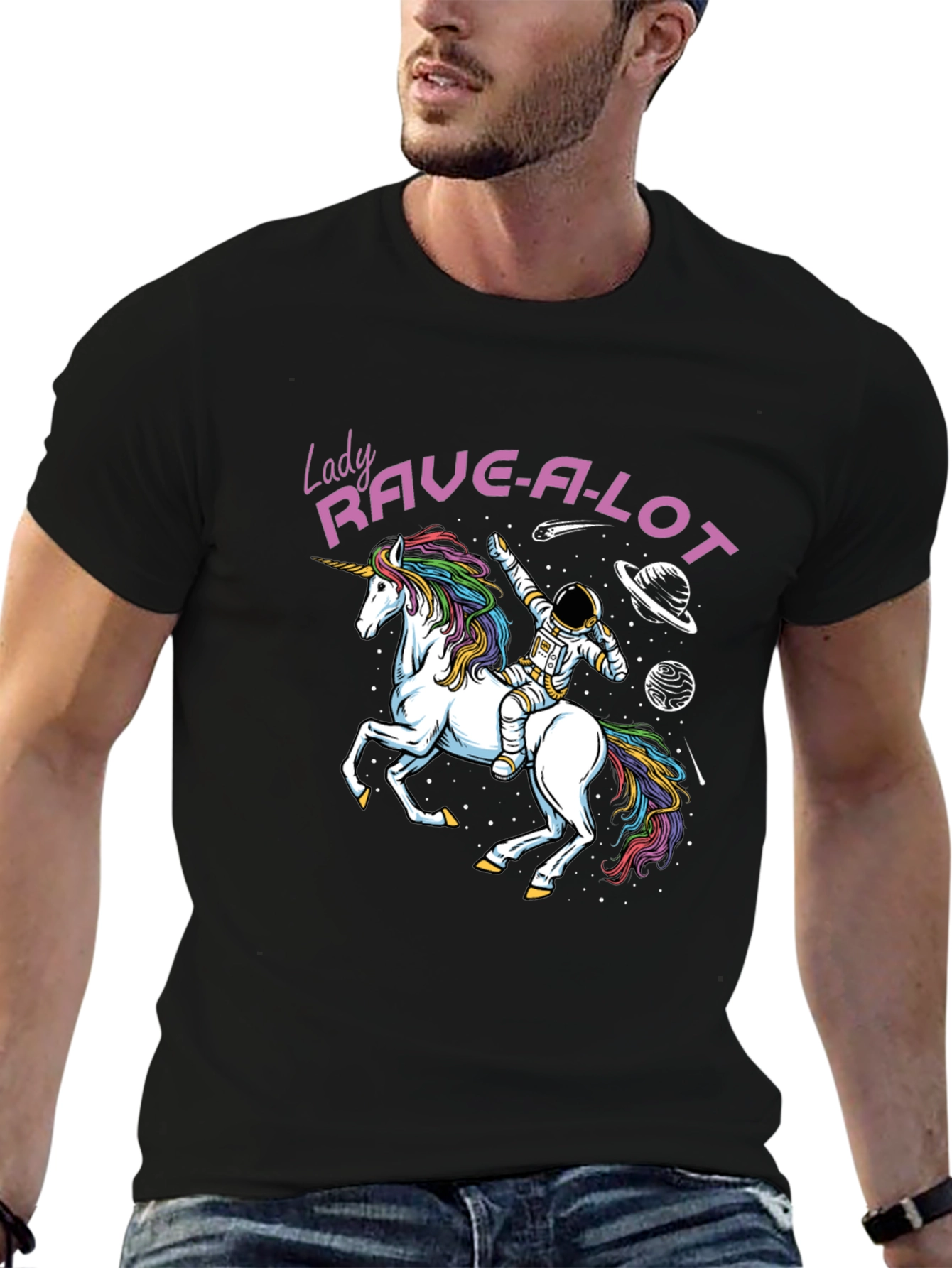 Lady Rave-A-Lot Unicorn Astronaut Graphic Tee