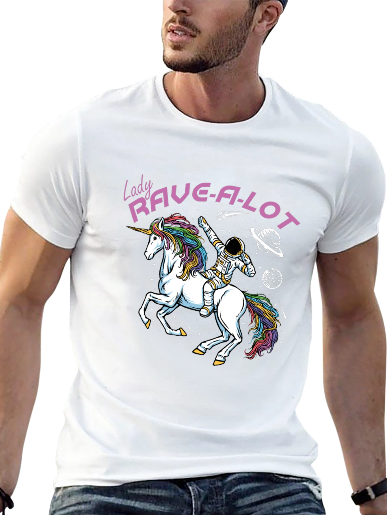 Lady Rave-A-Lot Unicorn Astronaut Graphic Tee