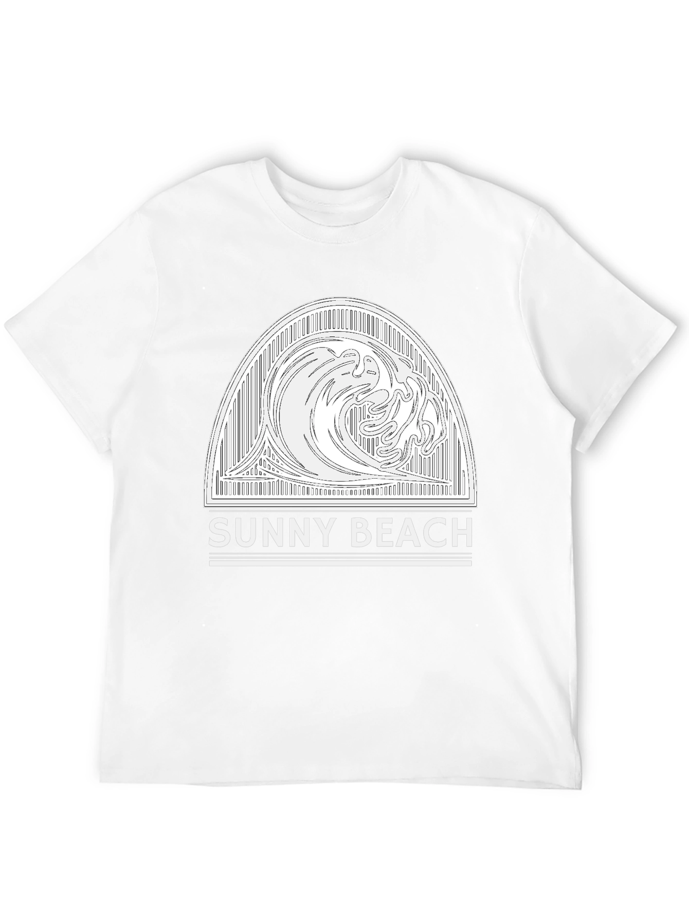 Sunny Beach Wave Graphic Tee - Black Cotton T-Shirt