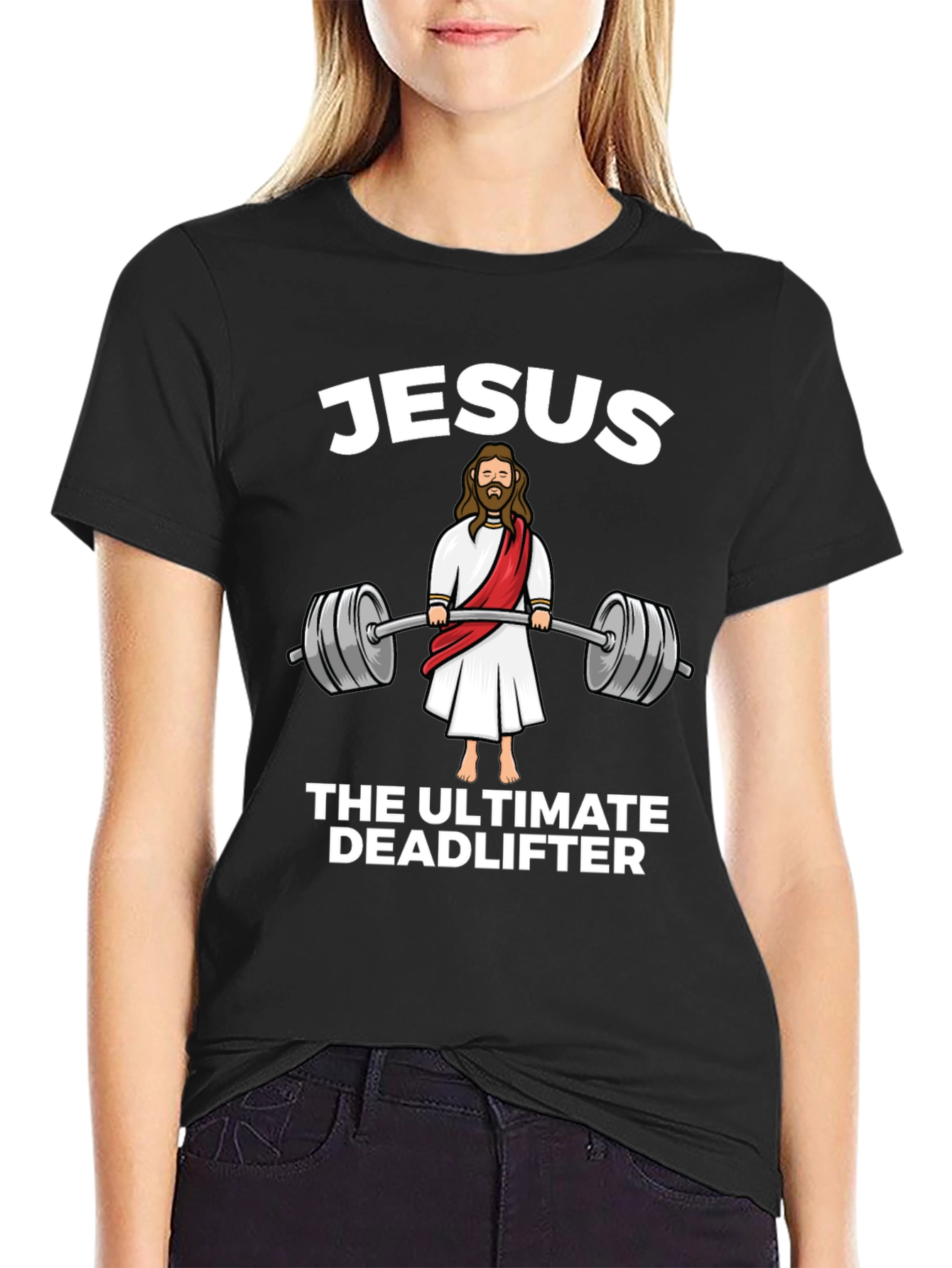 Jesus The Ultimate Deadlifter Black T-Shirt