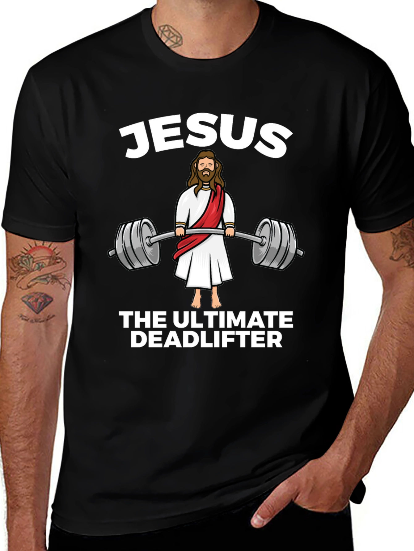 Jesus The Ultimate Deadlifter Black T-Shirt