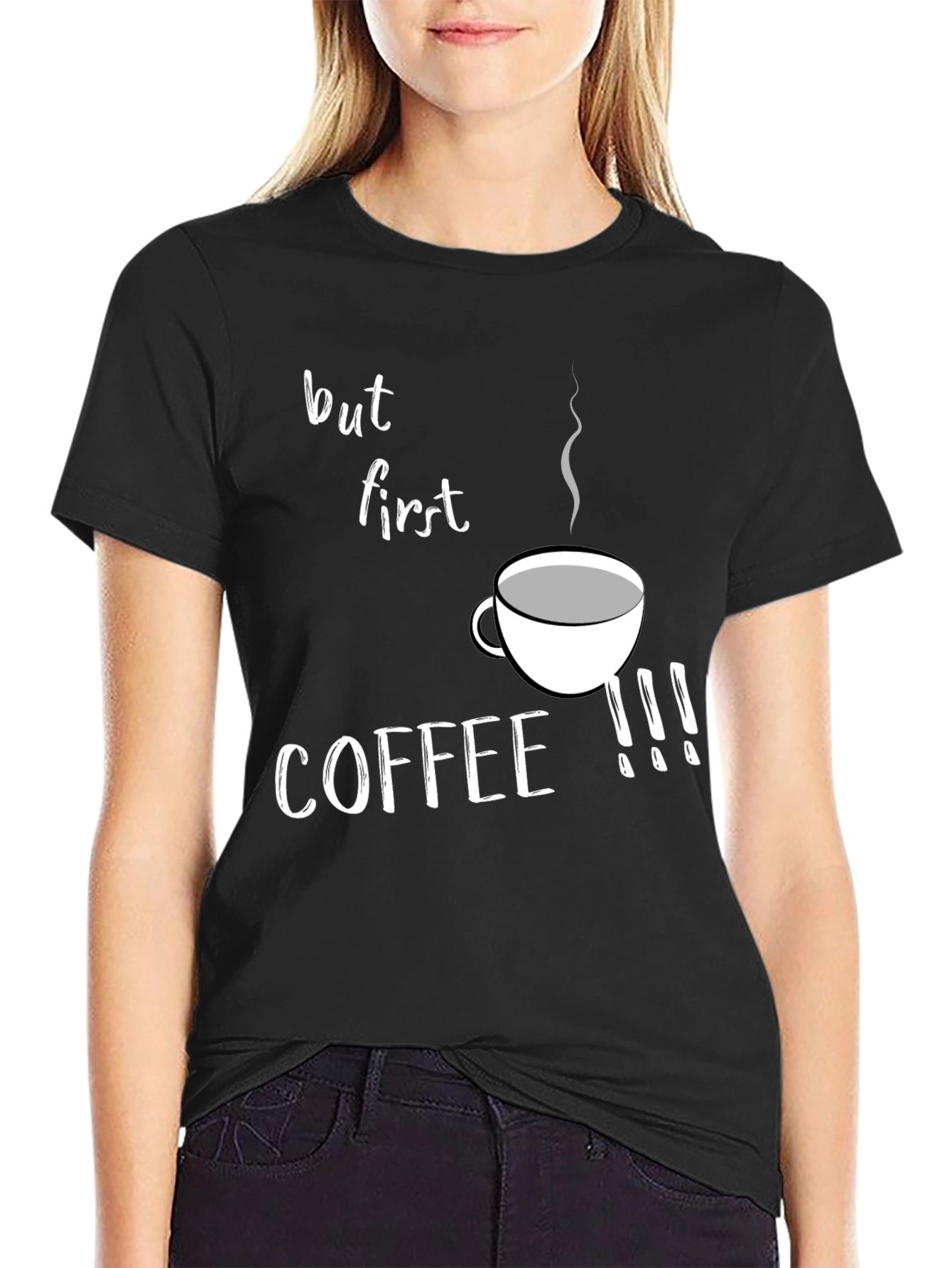 But First Coffee Graphic Tee - Black