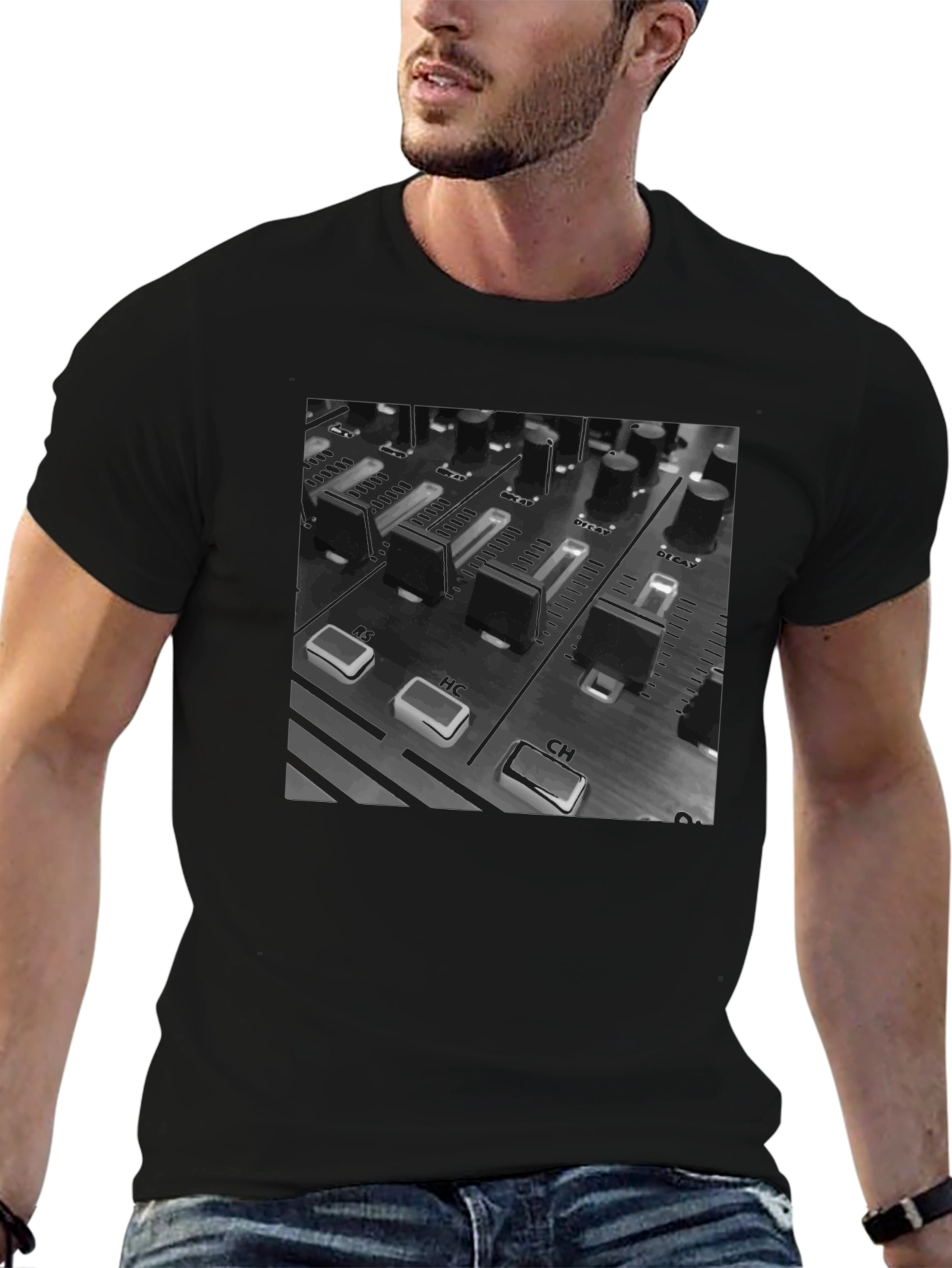 DJ Mixer Graphic Tee - Black Cotton T-Shirt
