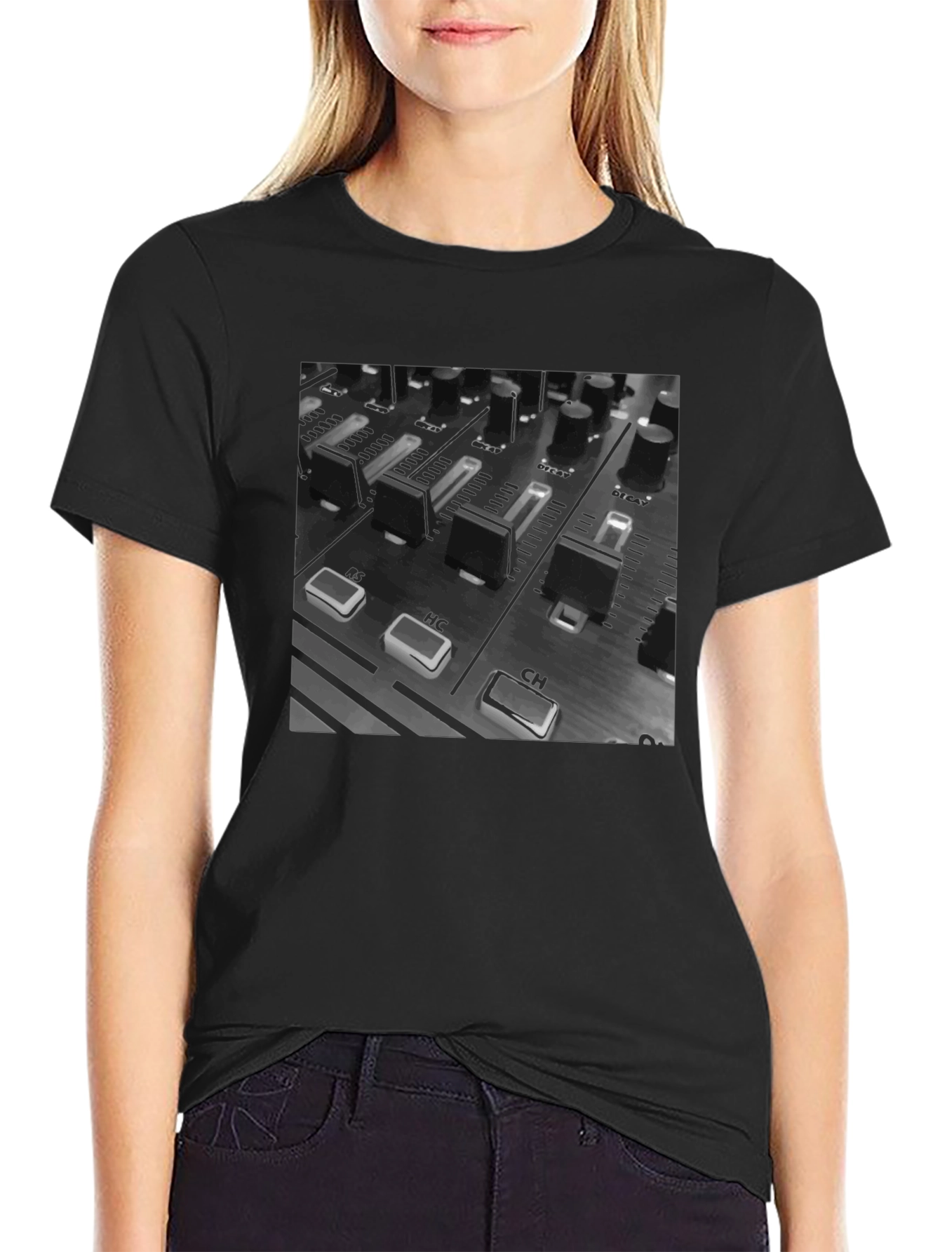 DJ Mixer Graphic Tee - Black Cotton T-Shirt