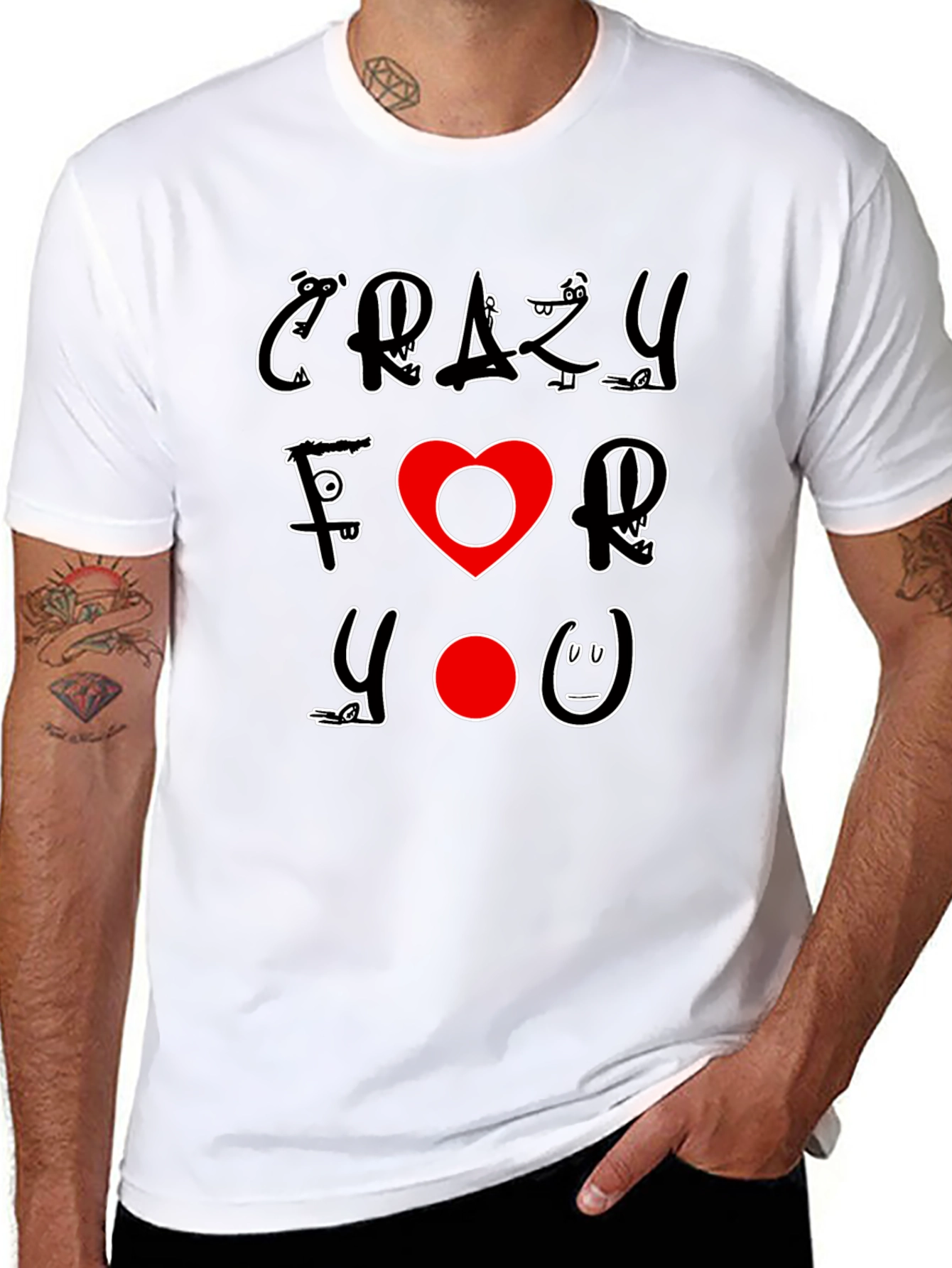 Crazy For You Graphic Print Black T-Shirt