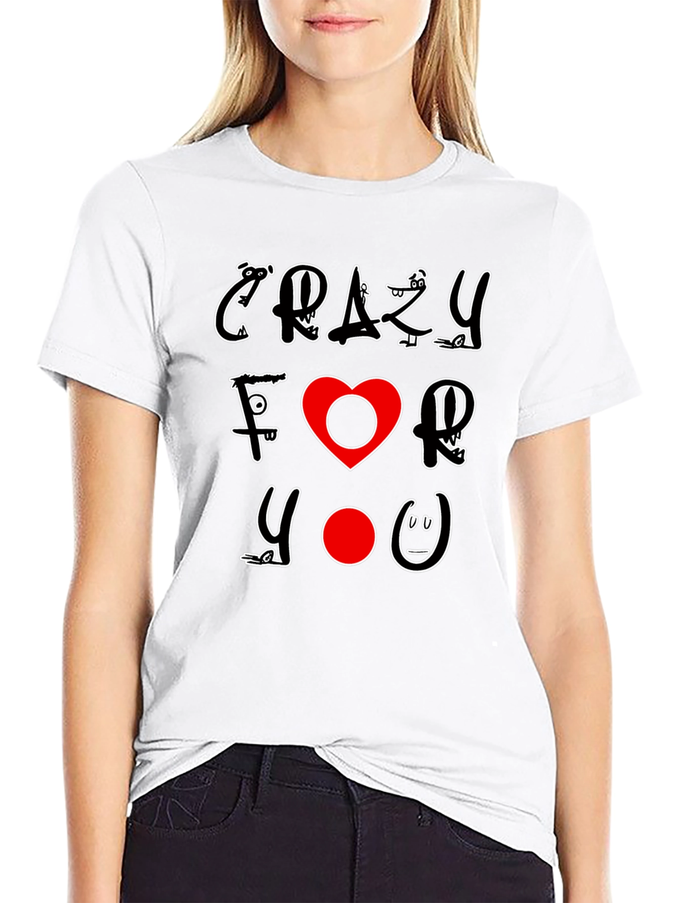 Crazy For You Graphic Print Black T-Shirt