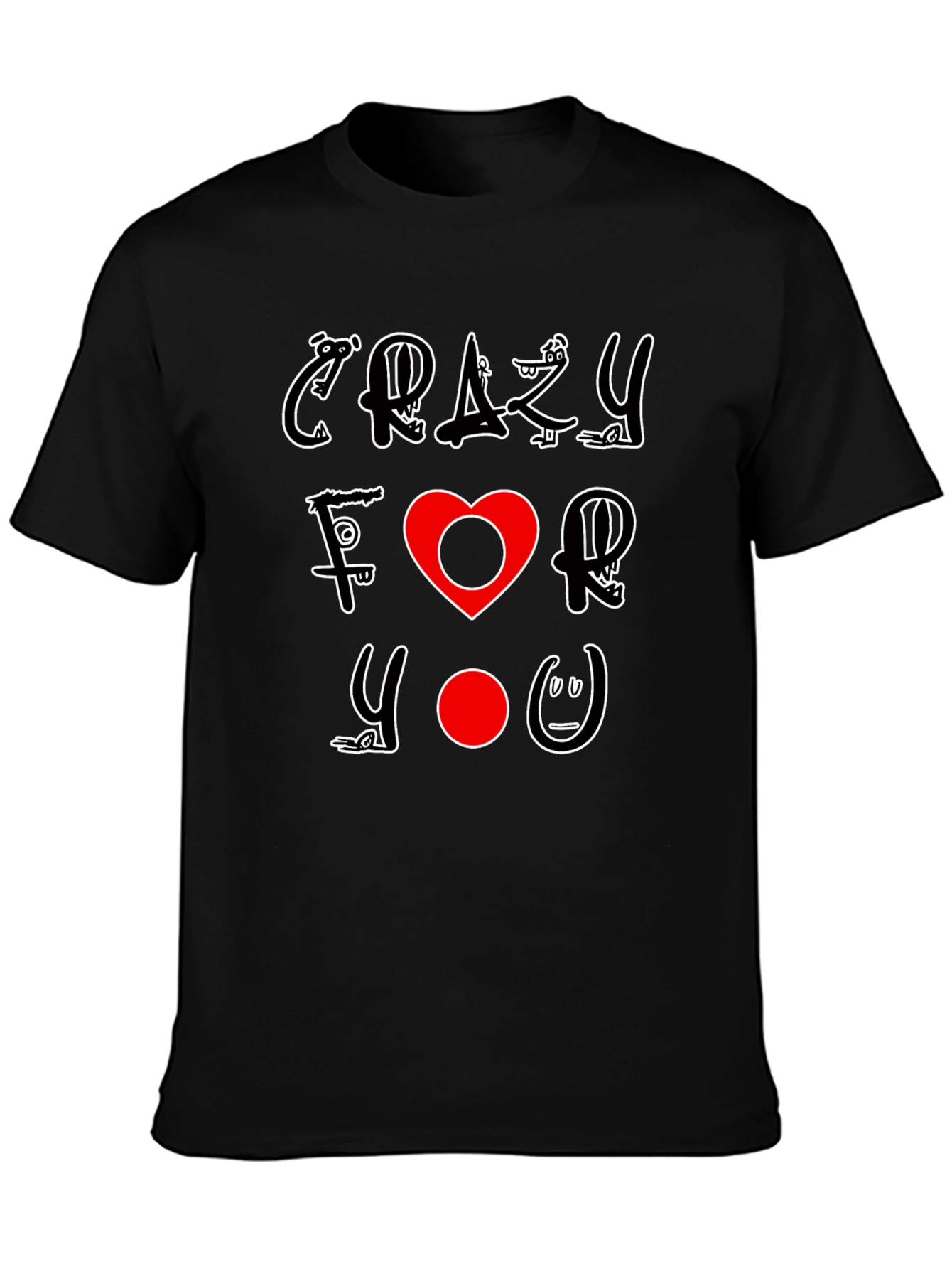 Crazy For You Graphic Print Black T-Shirt