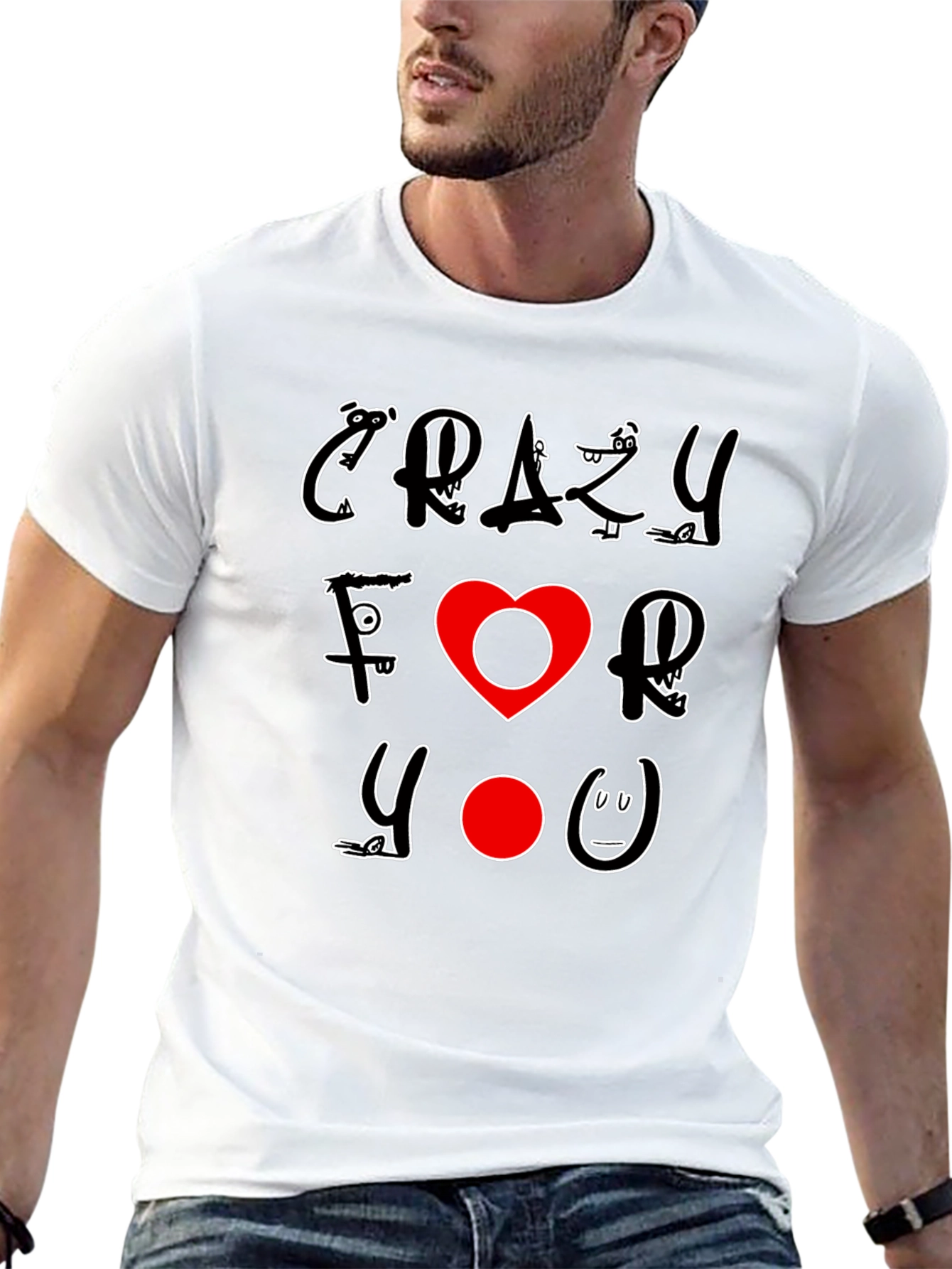 Crazy For You Graphic Print Black T-Shirt