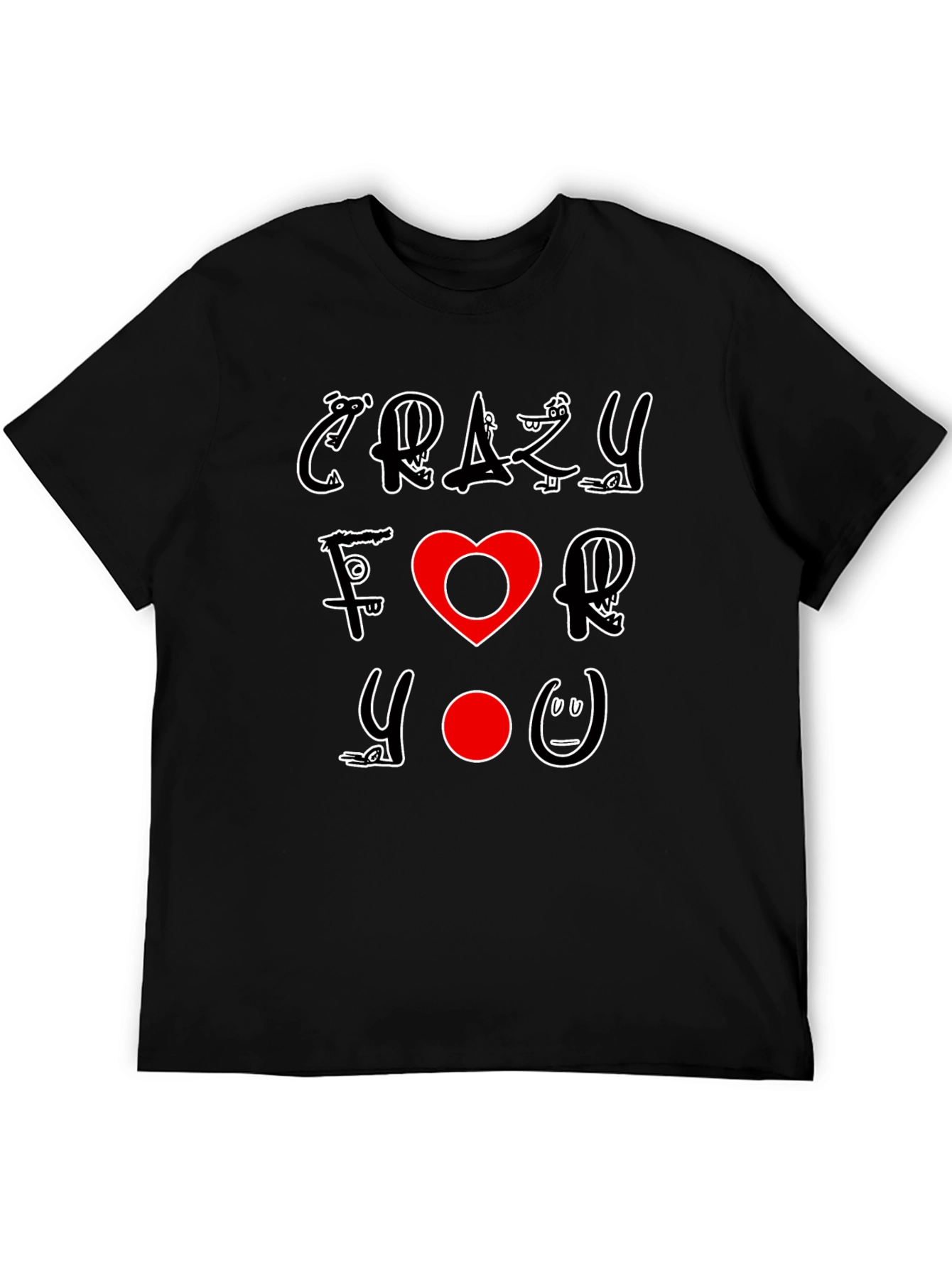 Crazy For You Graphic Print Black T-Shirt