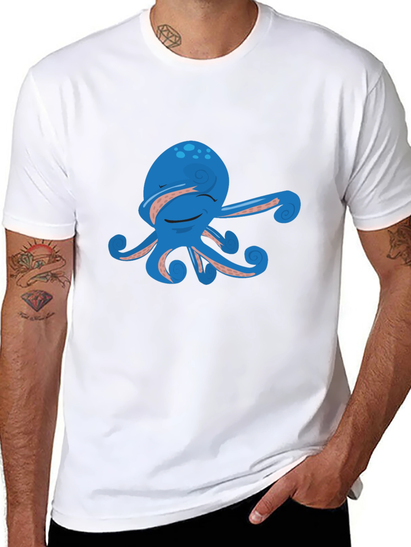 Cool Octopus Graphic Tee - Mens Black Shirt