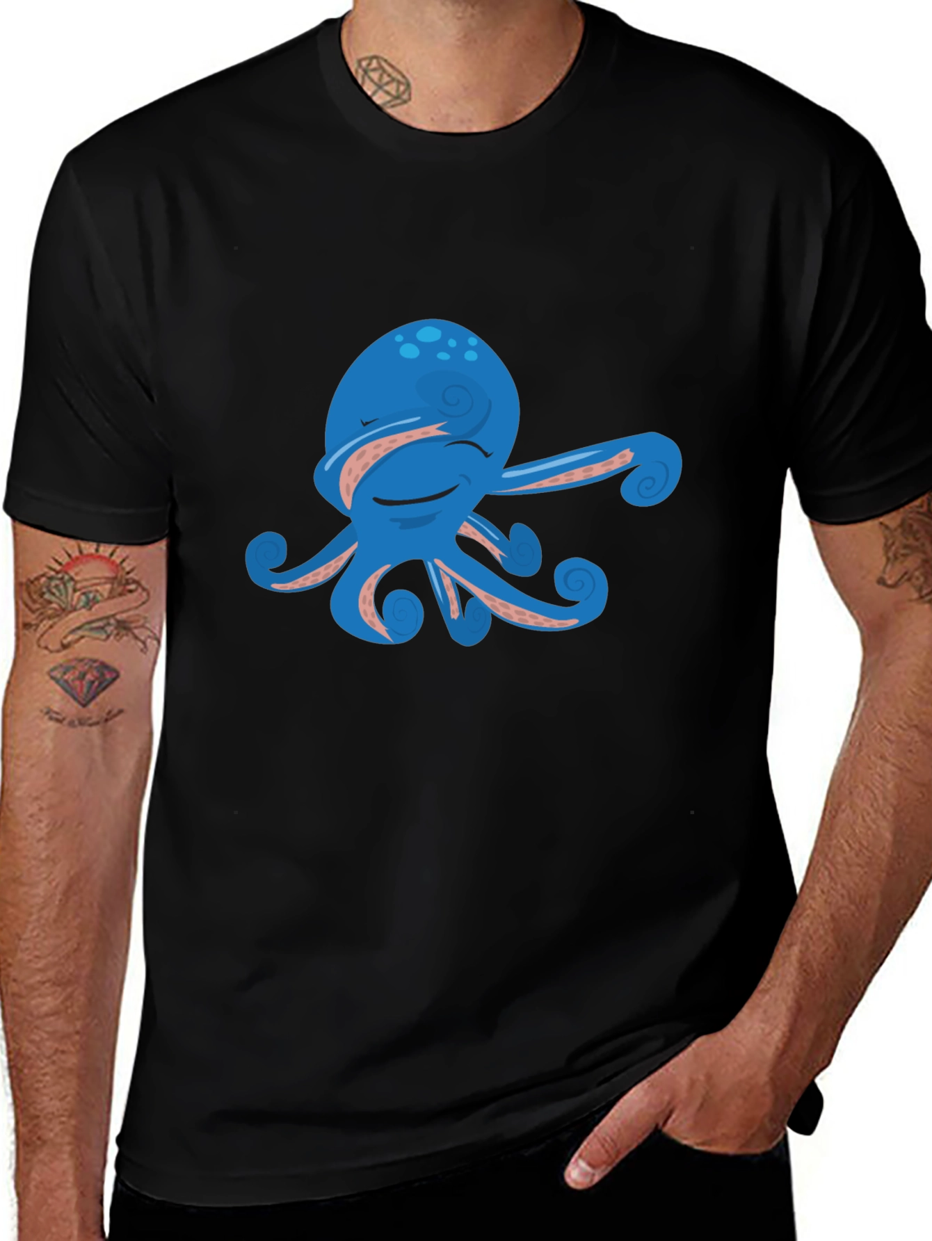 Cool Octopus Graphic Tee - Mens Black Shirt