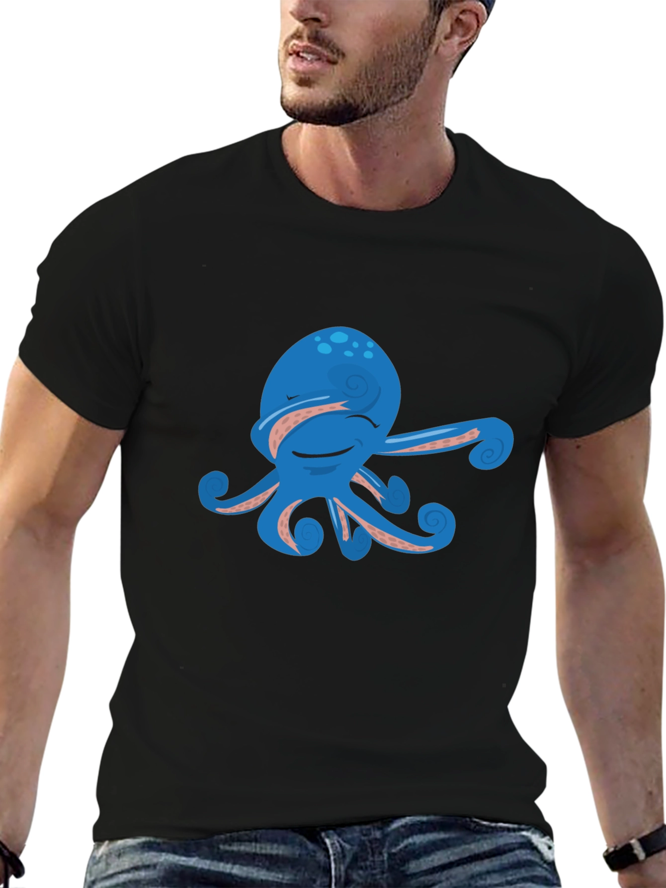 Cool Octopus Graphic Tee - Mens Black Shirt