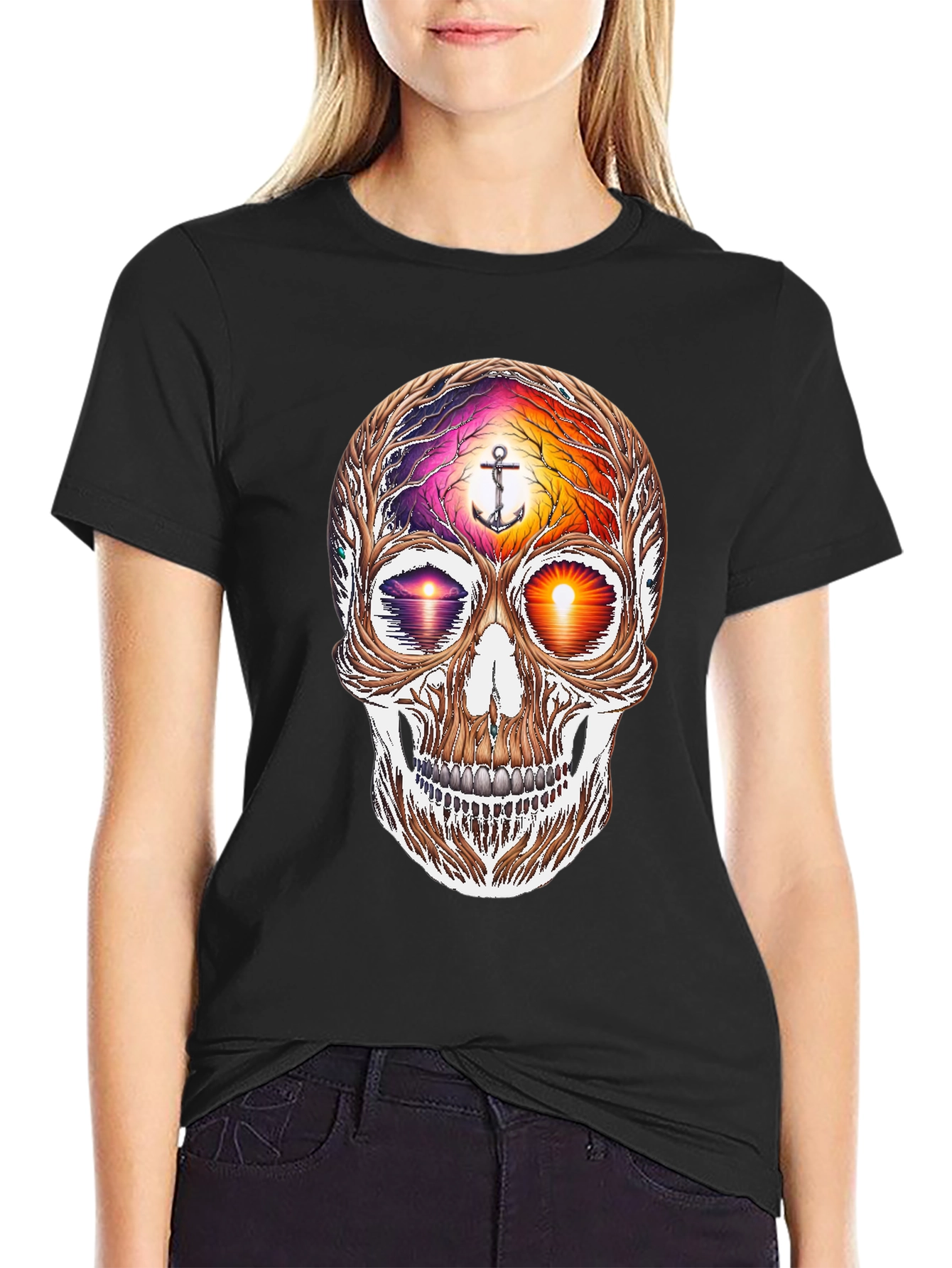 Sunset Skull Graphic Tee - Coastal Vibes Shirt