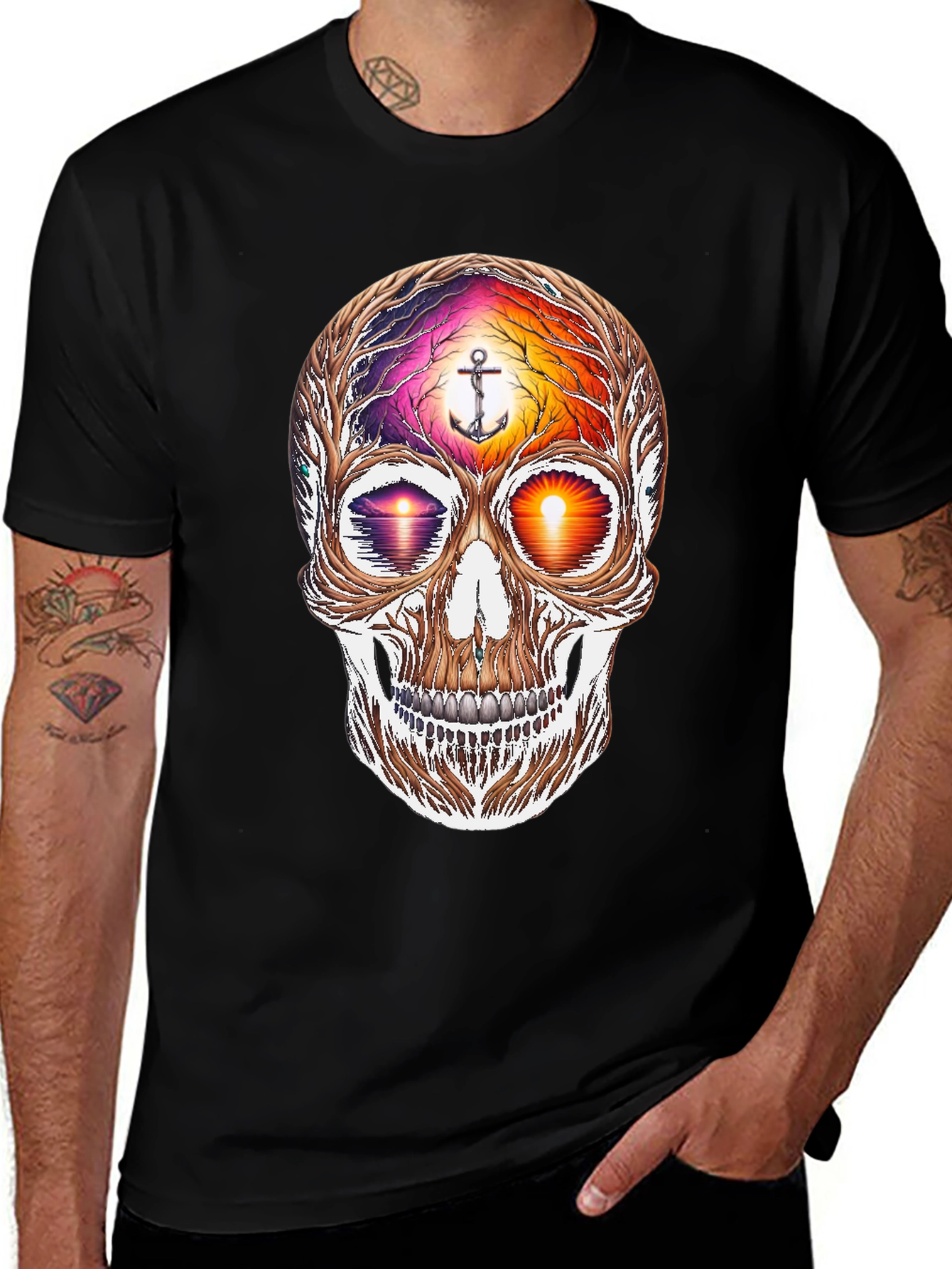 Sunset Skull Graphic Tee - Coastal Vibes Shirt
