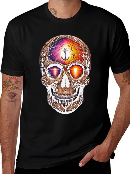 Sunset Skull Graphic Tee - Coastal Vibes Shirt