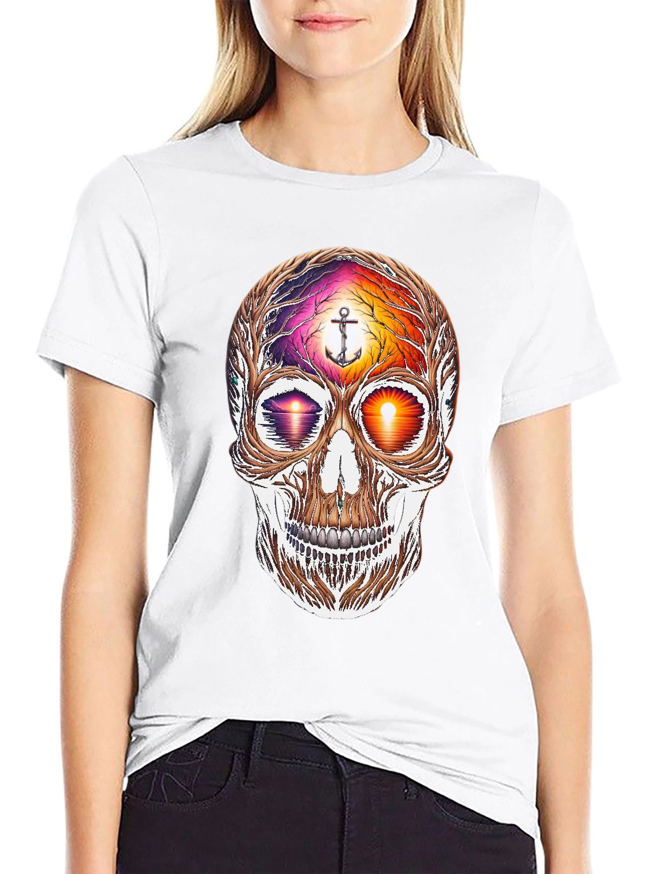 Sunset Skull Graphic Tee - Coastal Vibes Shirt