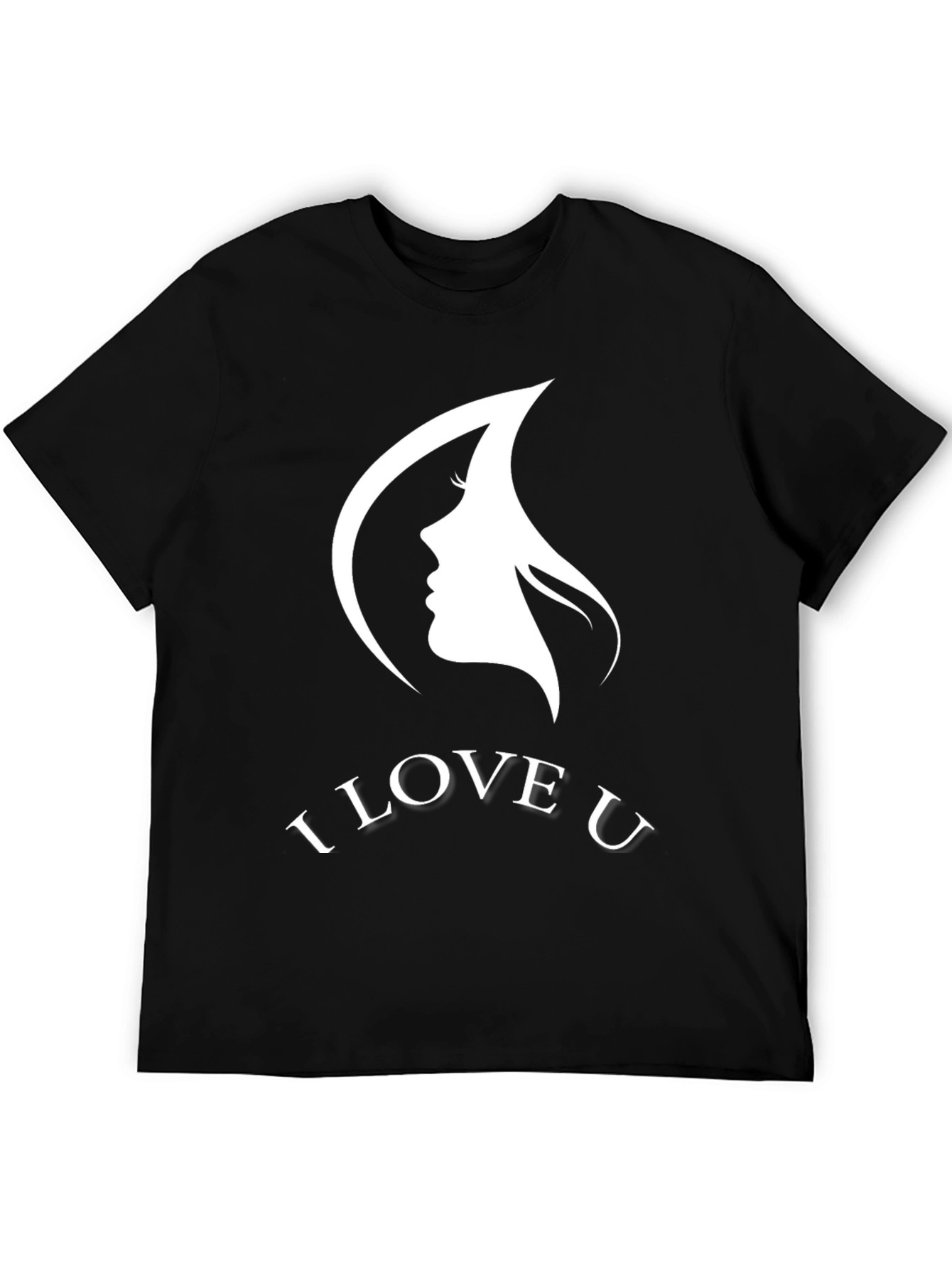 I Love U Graphic T-Shirt Black Cotton Blend