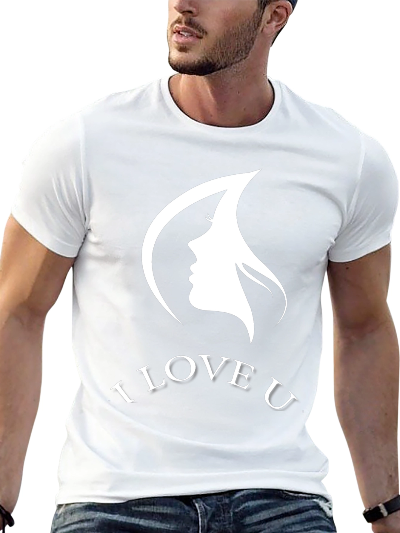 I Love U Graphic T-Shirt Black Cotton Blend