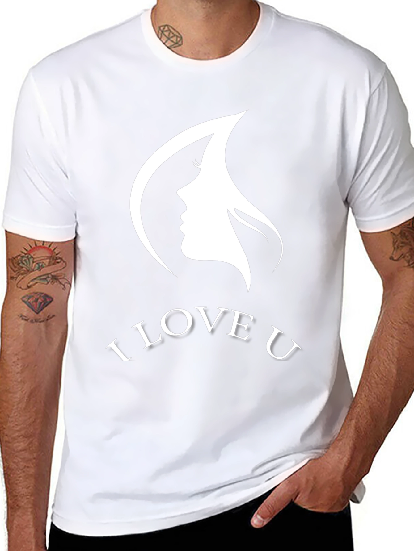 I Love U Graphic T-Shirt Black Cotton Blend