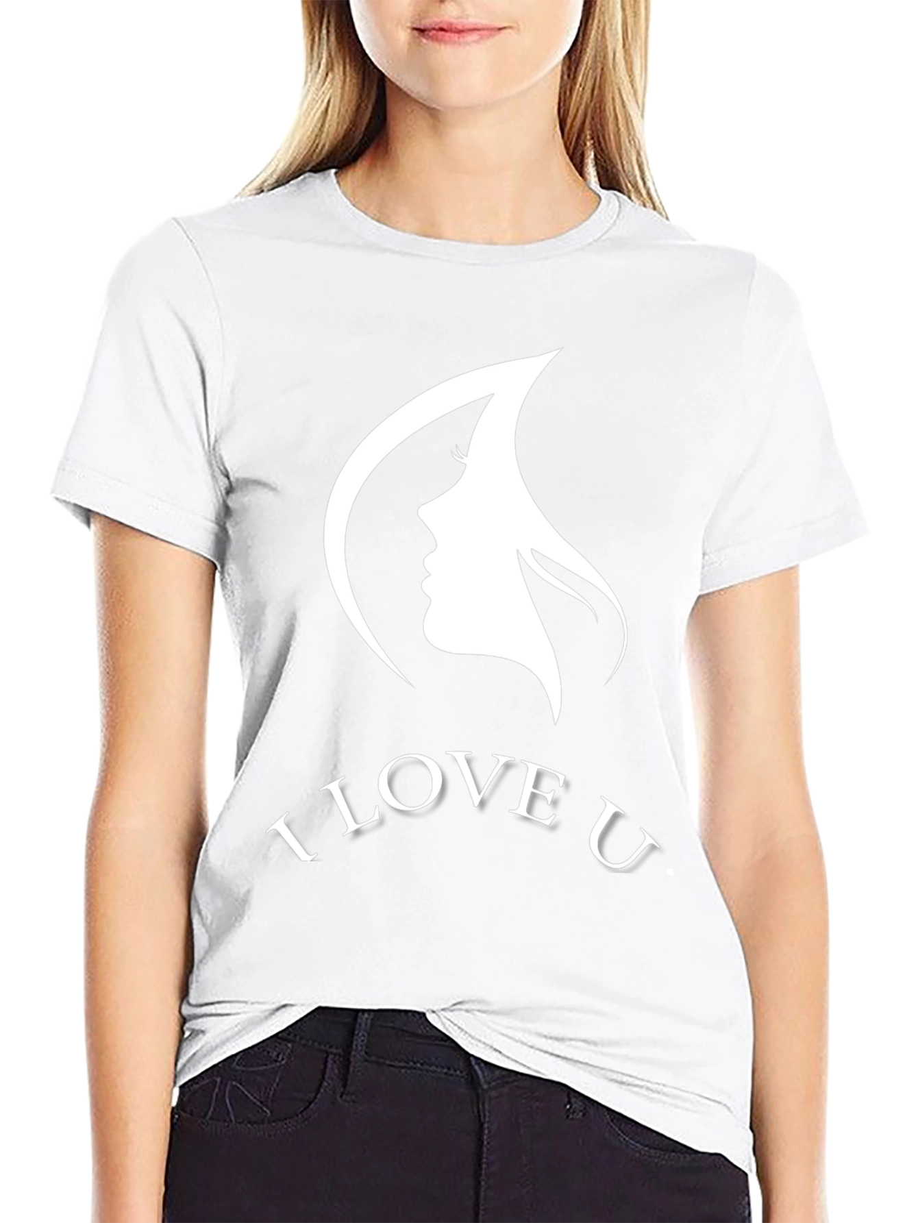 I Love U Graphic T-Shirt Black Cotton Blend