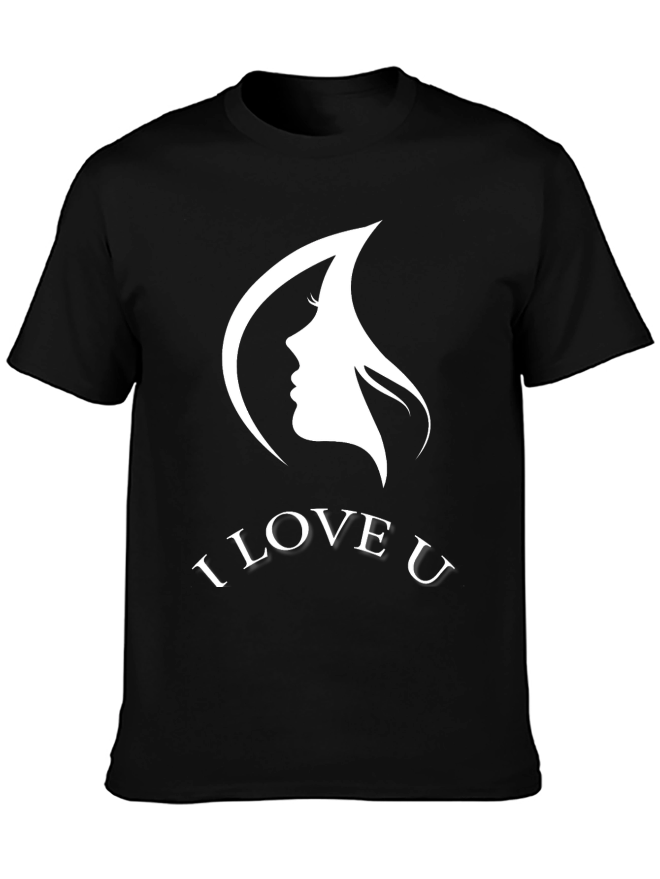 I Love U Graphic T-Shirt Black Cotton Blend