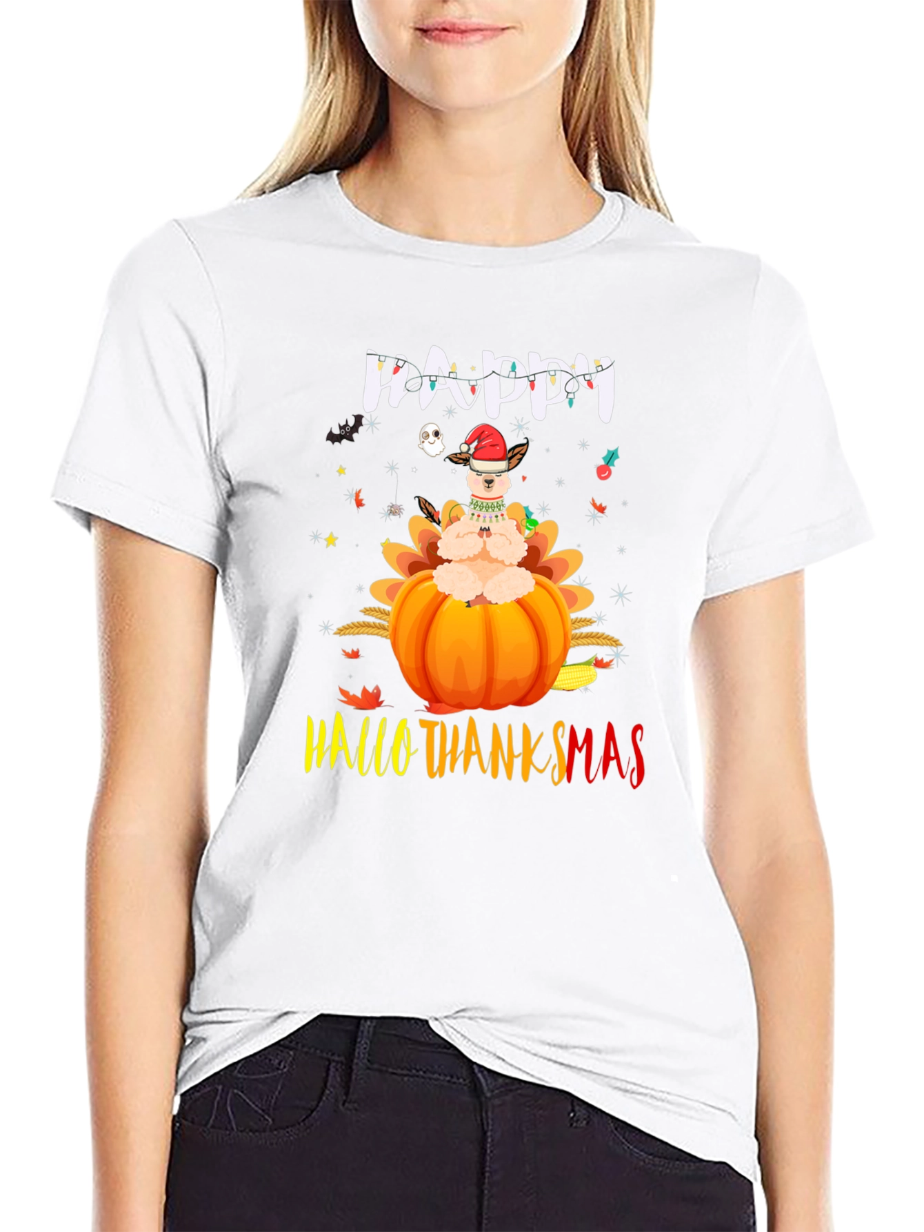 Happy HalloThanksmas Llama T-Shirt
