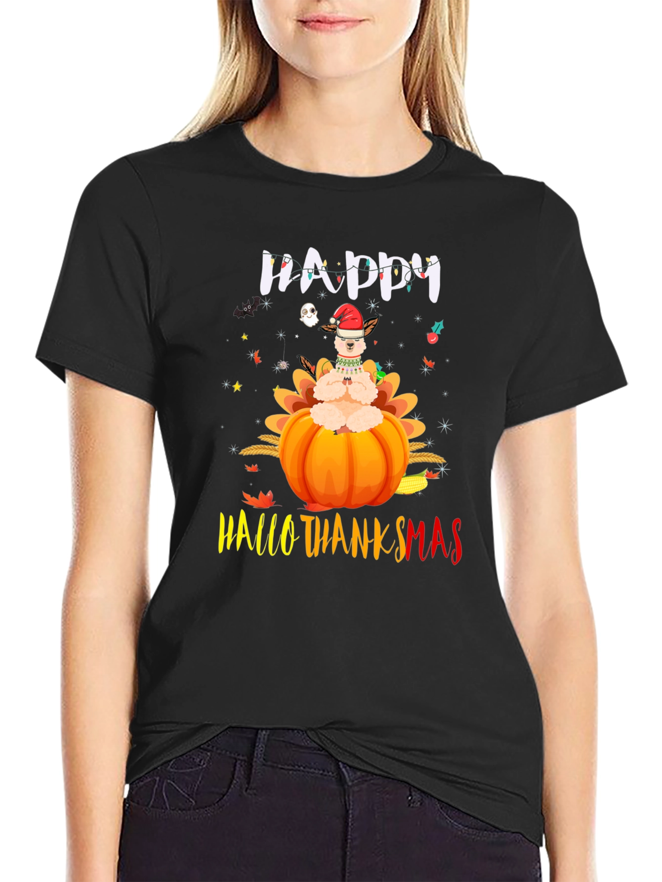 Happy HalloThanksmas Llama T-Shirt