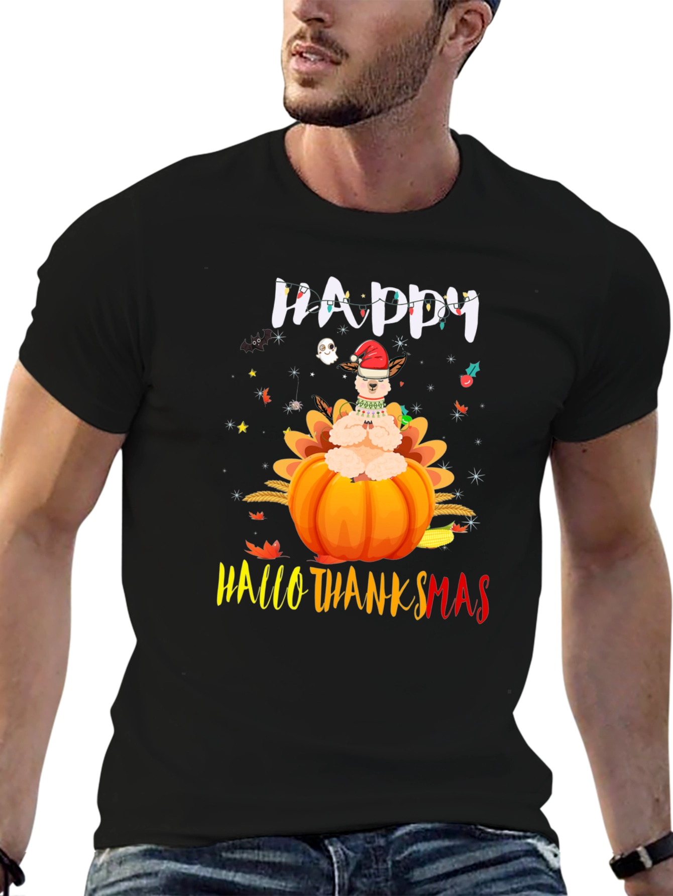 Happy HalloThanksmas Llama T-Shirt