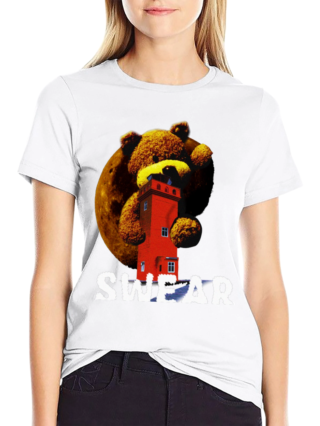 Novelty Graphic T-Shirt - Bear & Building