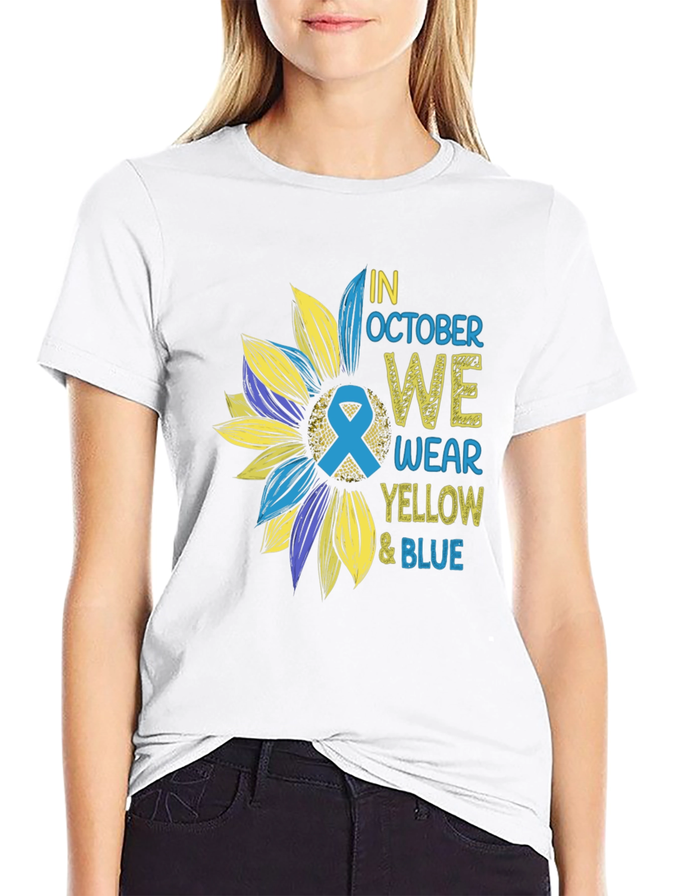 In October We Wear Yellow & Blue T-Shirt