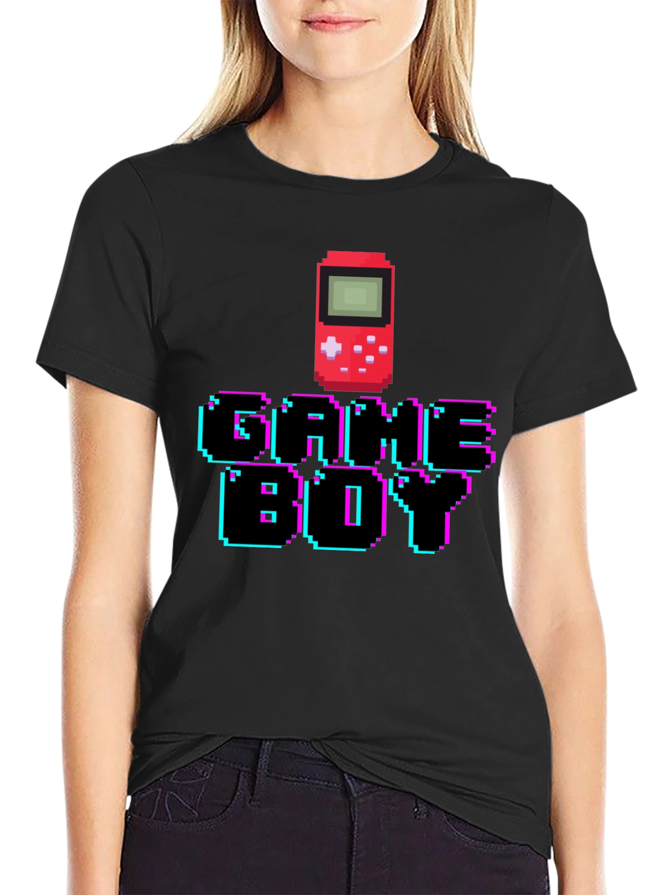 Pixel Game Boy Black T-Shirt