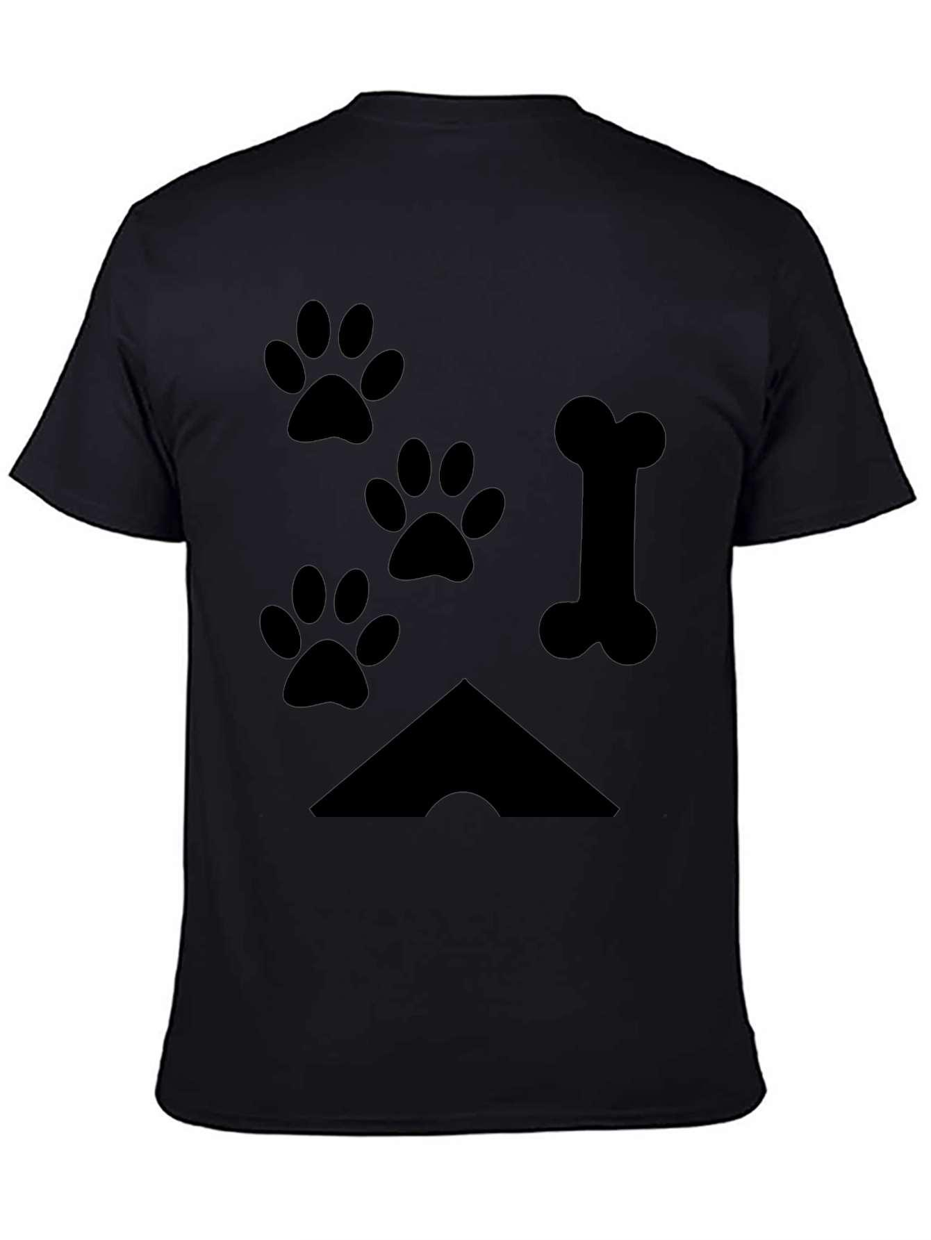 Paw Prints & Bone Black T-Shirt