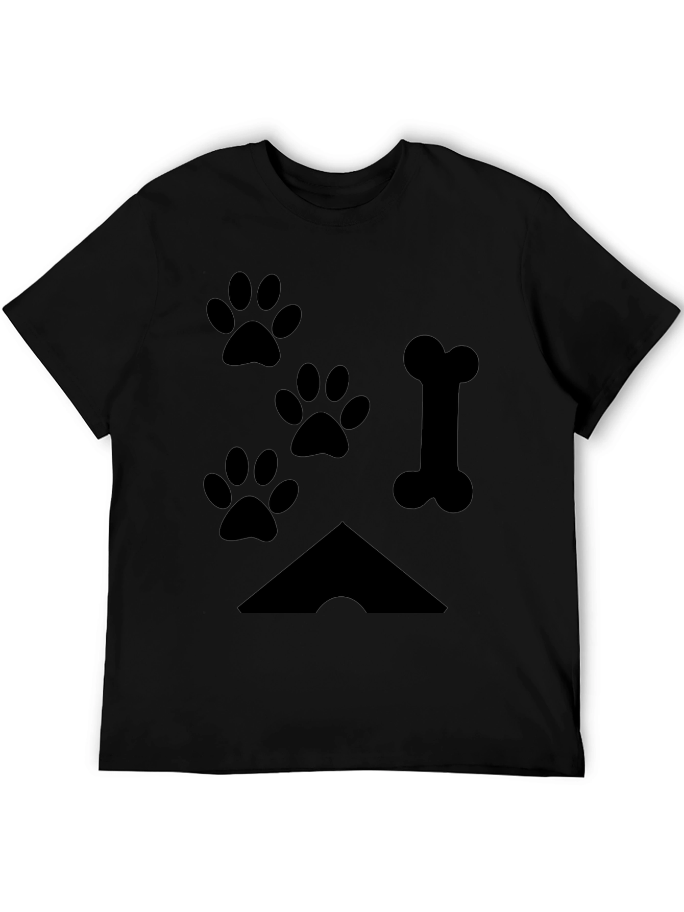Paw Prints & Bone Black T-Shirt