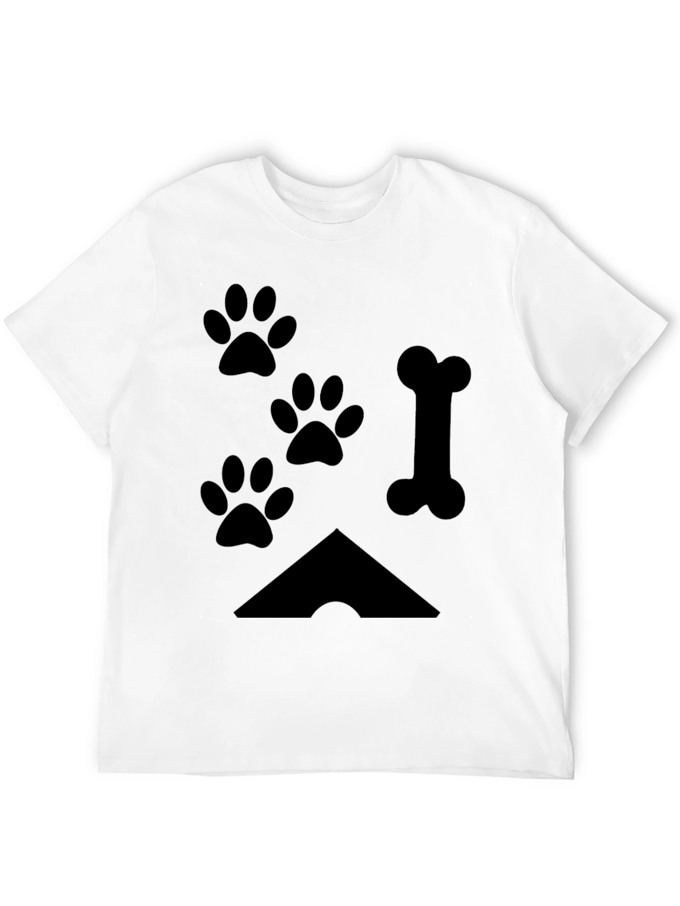 Paw Prints & Bone Black T-Shirt