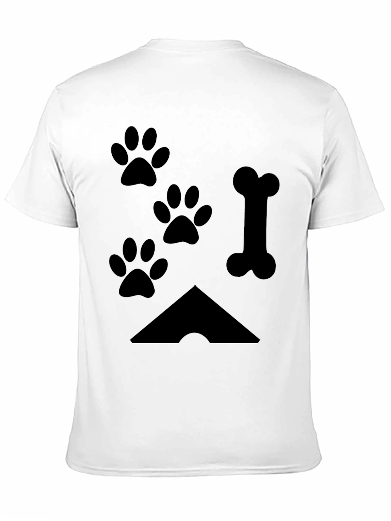Paw Prints & Bone Black T-Shirt