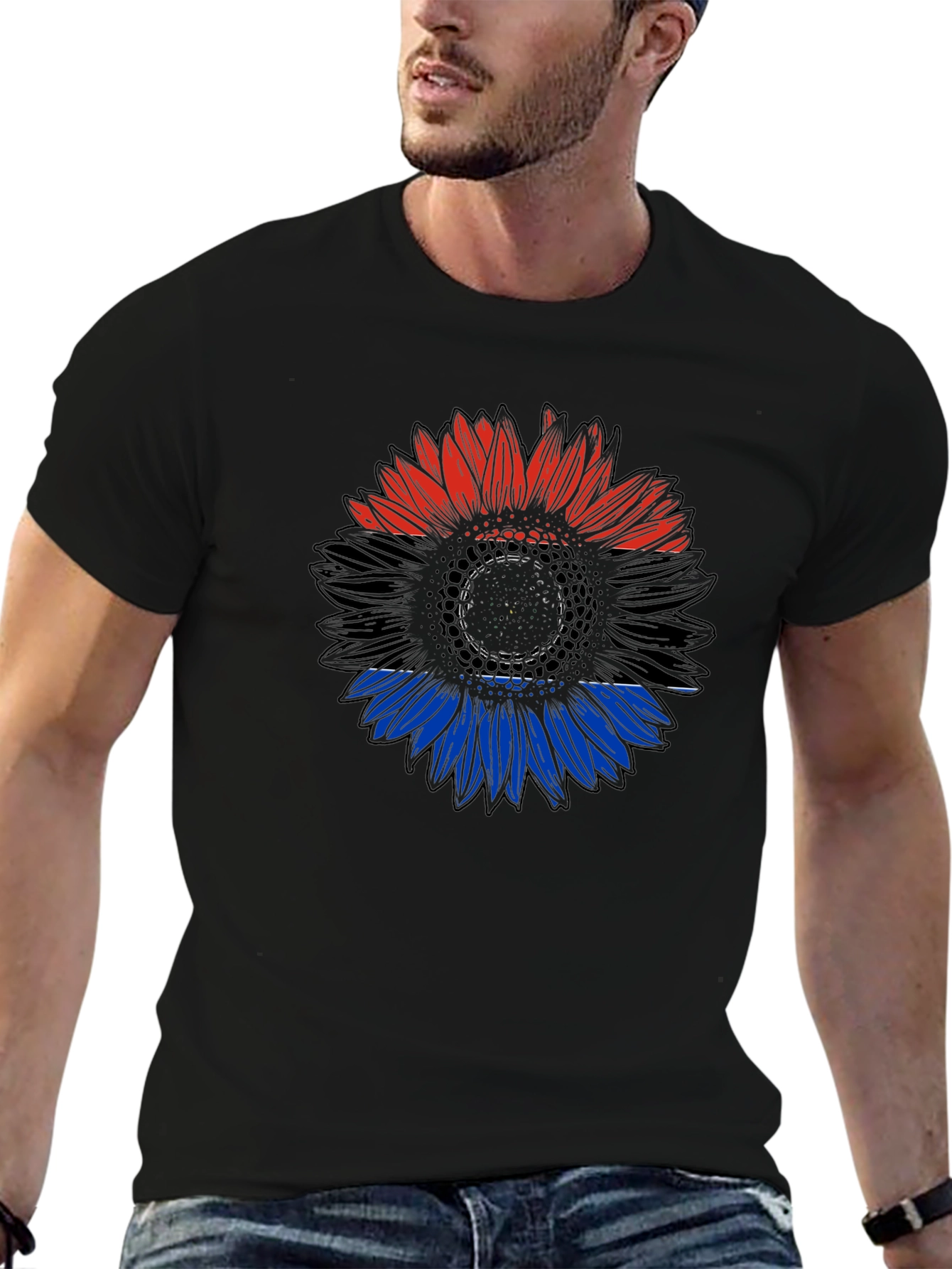 Ukraine Flag Sunflower Black T-Shirt