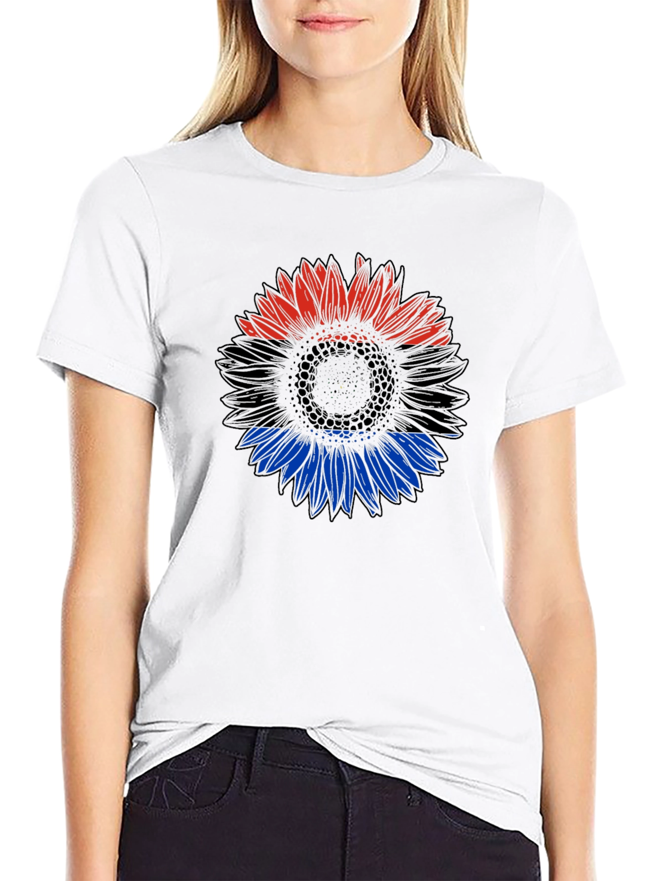 Ukraine Flag Sunflower Black T-Shirt